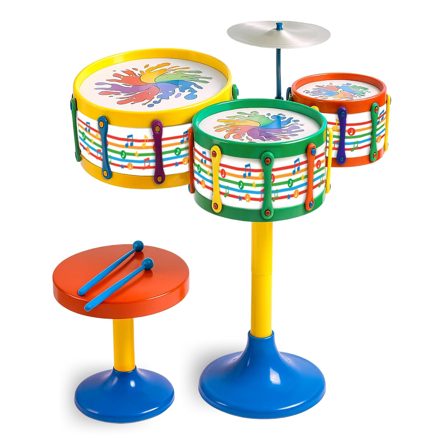 Toyztrend Jazz Drum Set Senior Musical Band Instruments with 3 Drums, 1 Dish, 1 Stool & Sticks for Kids (Assorted Colors & Designs) Toyztrend Jazz Drum Set Senior Musical Band Instruments with 3 Drums, 1 Dish, 1 Stool & Sticks for Kids (Assorted Colors & Designs)