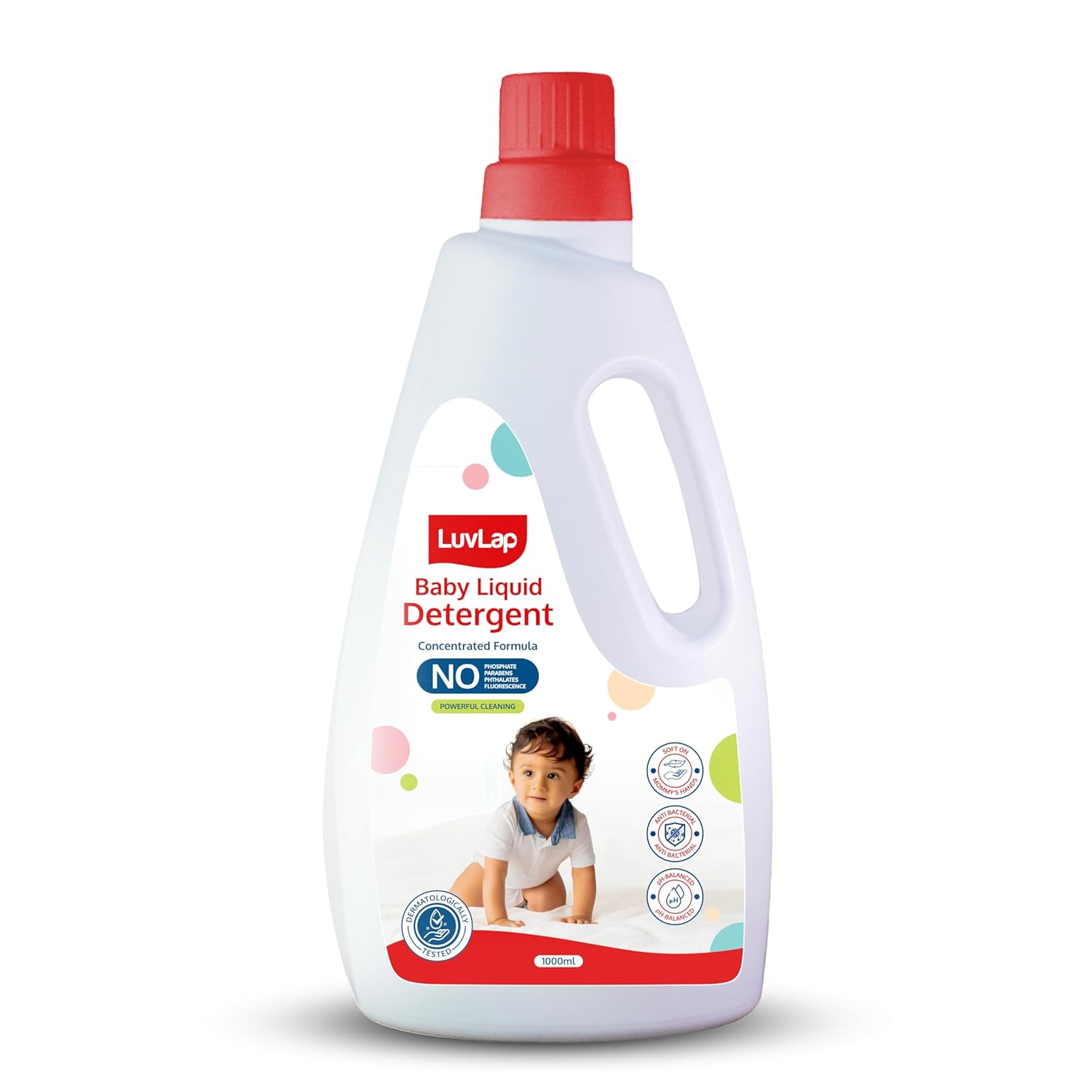 LuvLap Baby Laundry Detergent 1000ml, pH Balanced, No harsh chemicals, Safe for mommy’s hands & baby’s skin, Anti-Bacterial, Softens clothes & Removes Stains & Odour, Dermatologically tested