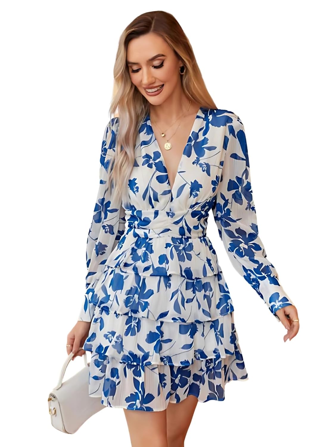 Leriya Fashion Women’s V-Neck Floral Print Ruffle Long Sleeve A-Line Mini Dress | Elegant Casual Party Outfit | Lightweight Layered Summer Wear Leriya Fashion Women’s V-Neck Floral Print Ruffle Long Sleeve A-Line Mini Dress | Elegant Casual Party Outfit | Lightweight Layered Summer Wear