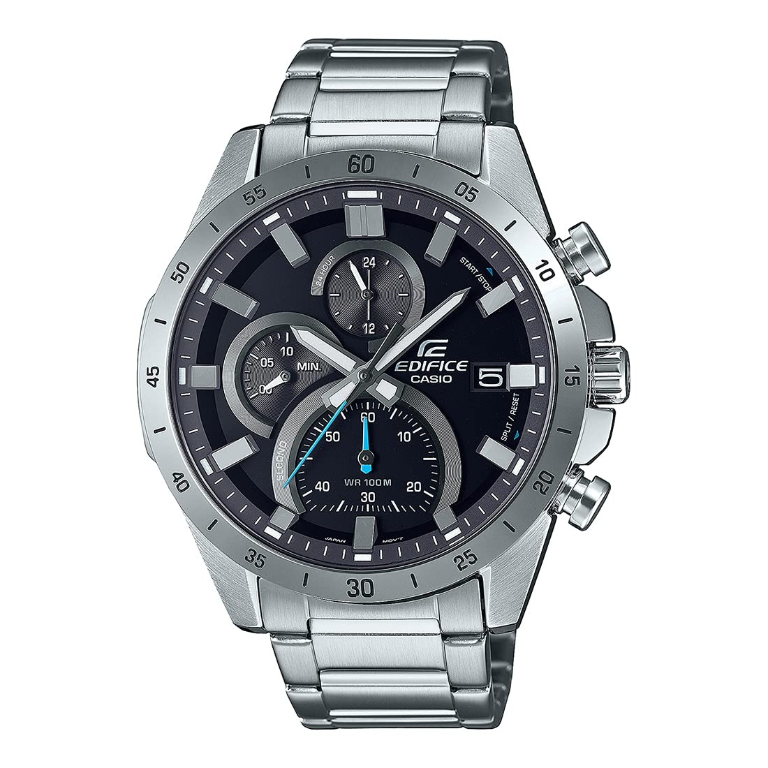 Casio Edifice EFR-571D-1AVUDF Black Analog Dial Silver Stainless Steel Band Men’s Watch Chronograph 100M Water Resistant ED512