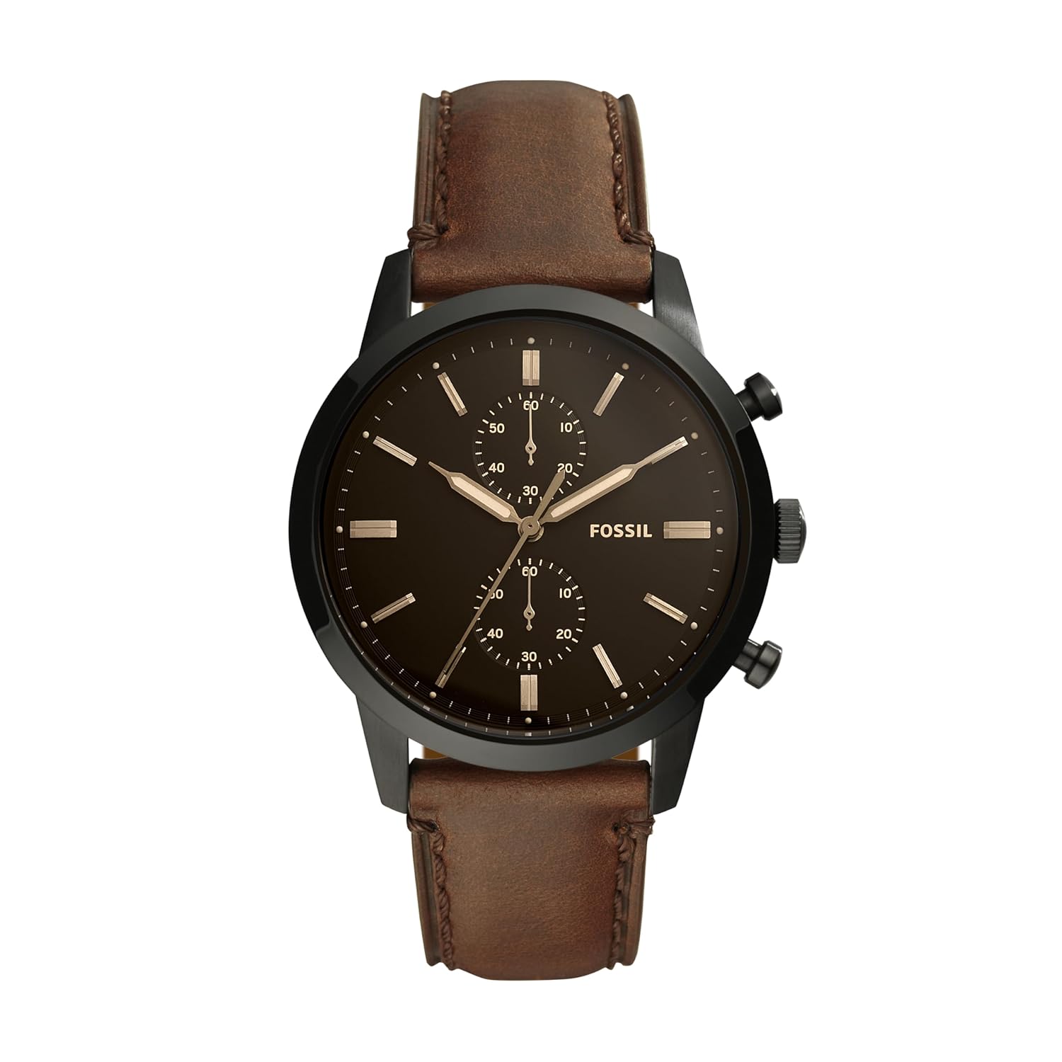 Fossil Analog Black Dial Men’s Watch – Fs5437 – Leather