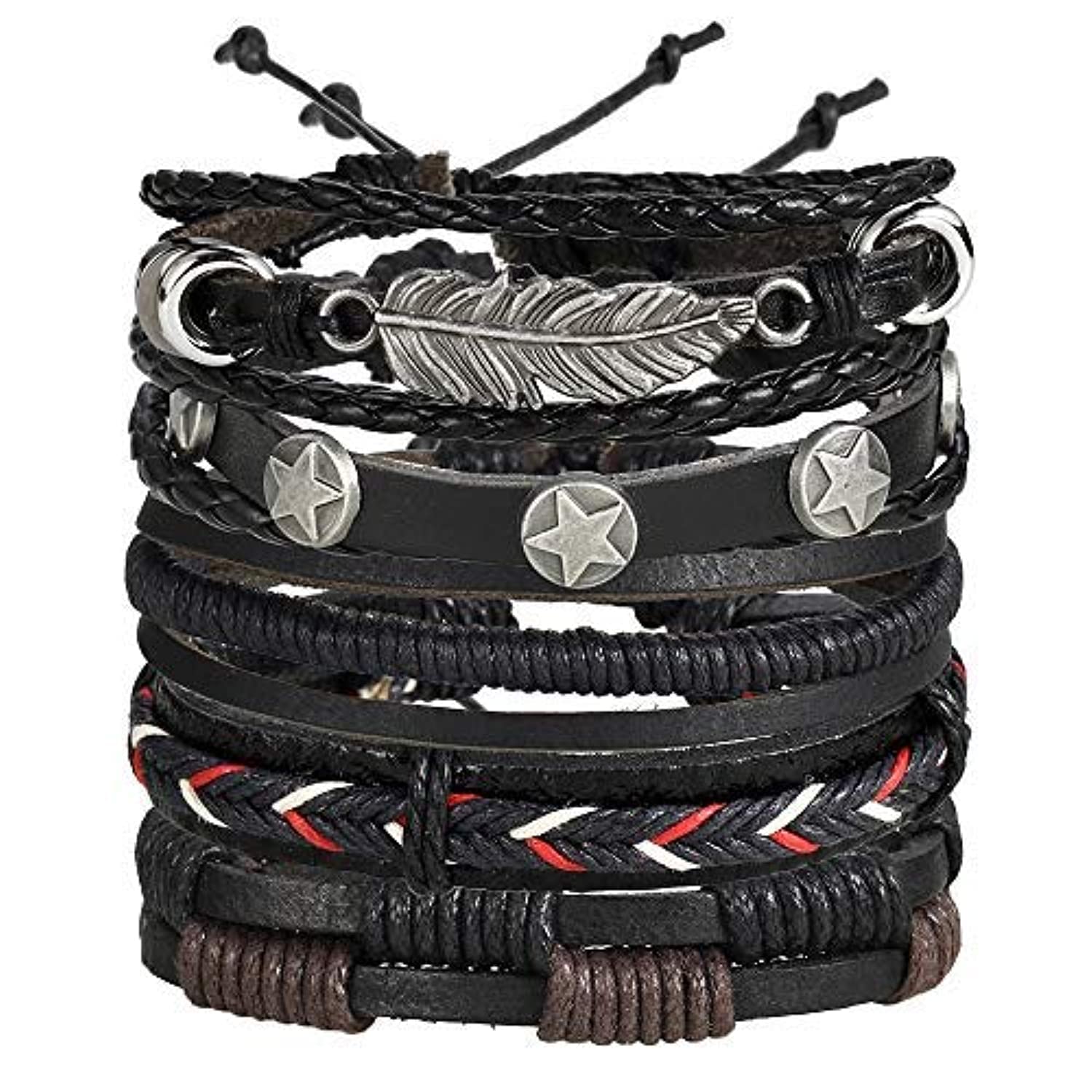 Shining Diva Fashion Genuine Leather Bracelet Wraps Casual Skin Friendly Bracelets for Men Boys Shining Diva Fashion Genuine Leather Bracelet Wraps Casual Skin Friendly Bracelets for Men Boys
