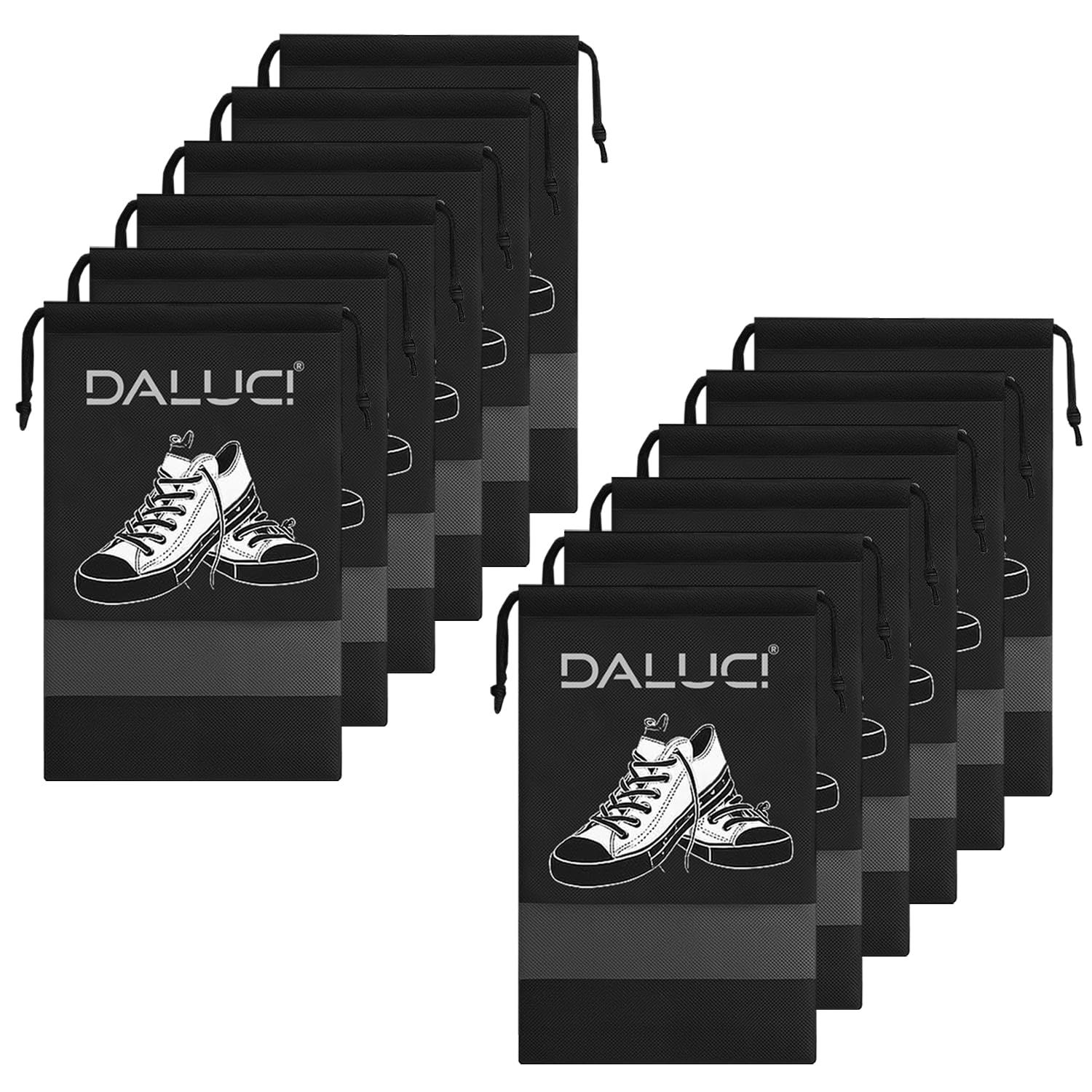 DALUCI Shoe Bag for Travel & Storage, Shoe Cover for Storage at Home Bags for Men & Women, Reusable Organizer Pouch, Travelling Accessories, Footwear Storage Bags, Gym & Home Essentials (Pack of 12)