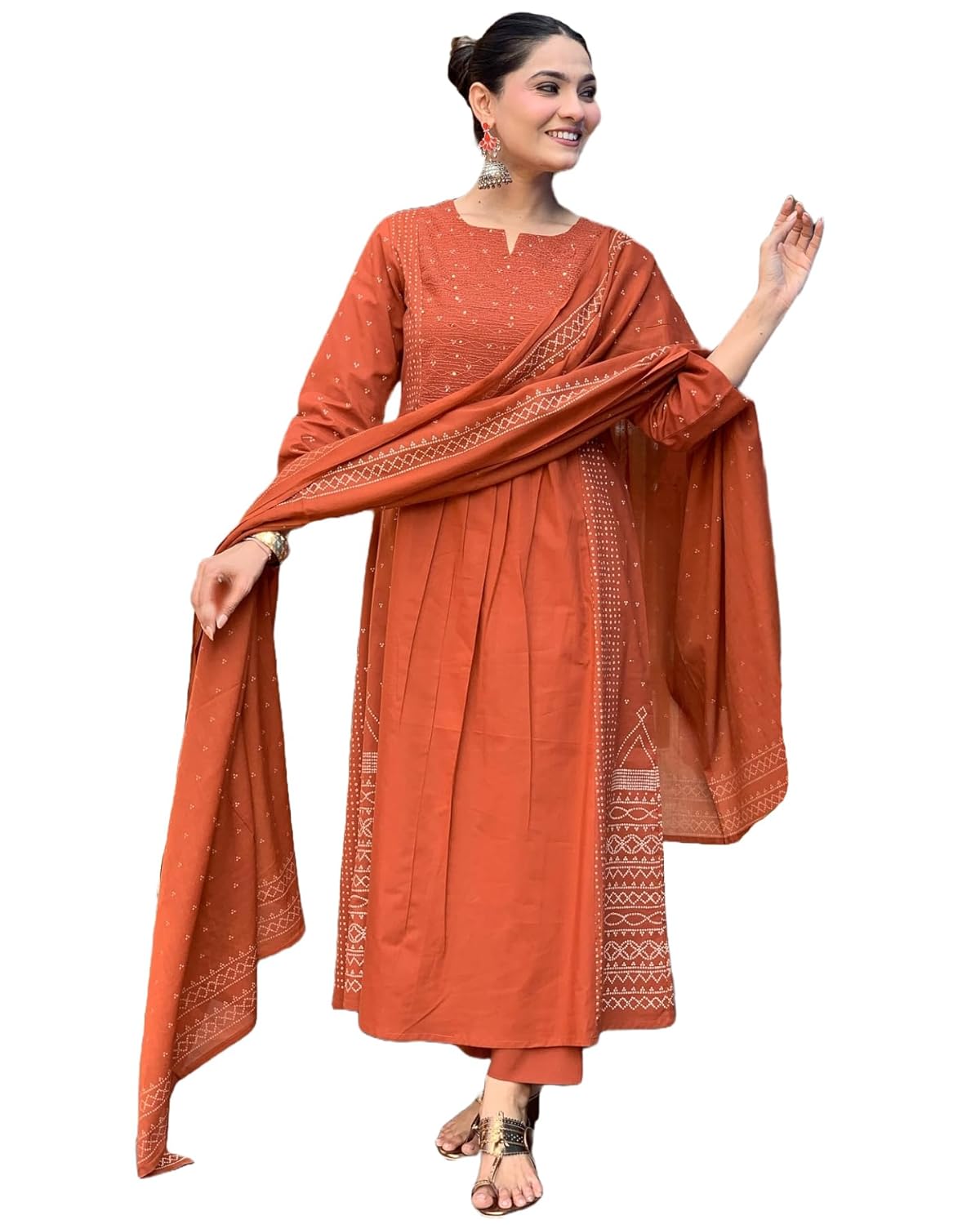 ANNI DESIGNER Women’s Rayon Viscose Anarkali Printed Kurta with Pant & Dupatta ANNI DESIGNER Women’s Rayon Viscose Anarkali Printed Kurta with Pant & Dupatta