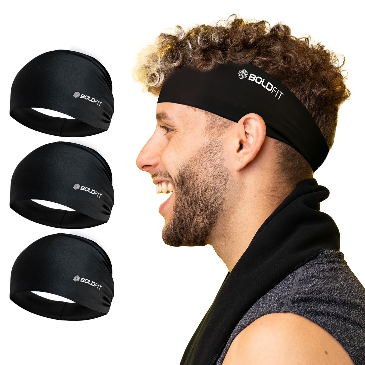 Boldfit Unisex’s Head Band (WideHeadBandBlackP3_Black