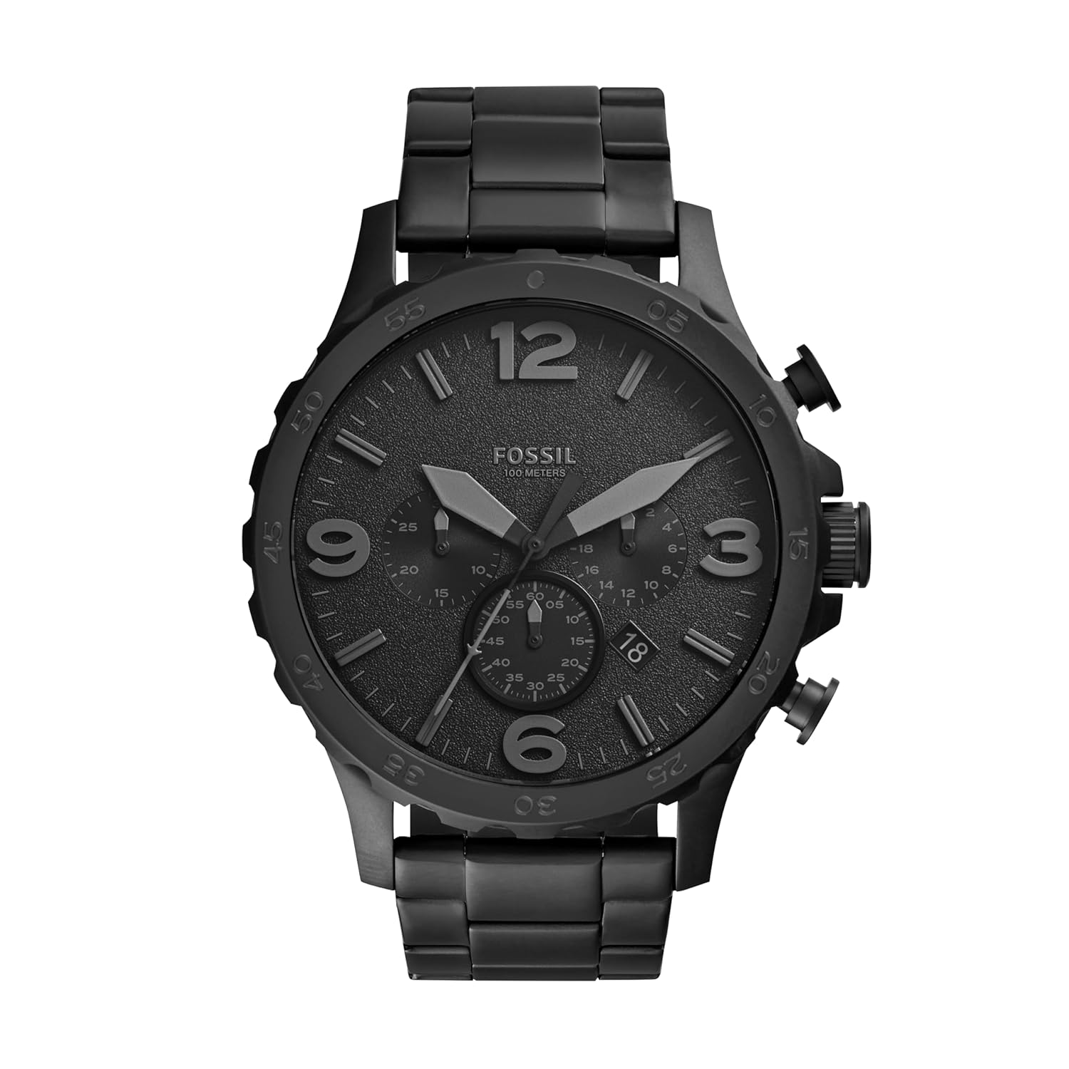 Fossil Nate Chronograph Analog Black Dial Grey Band Men’s Watch