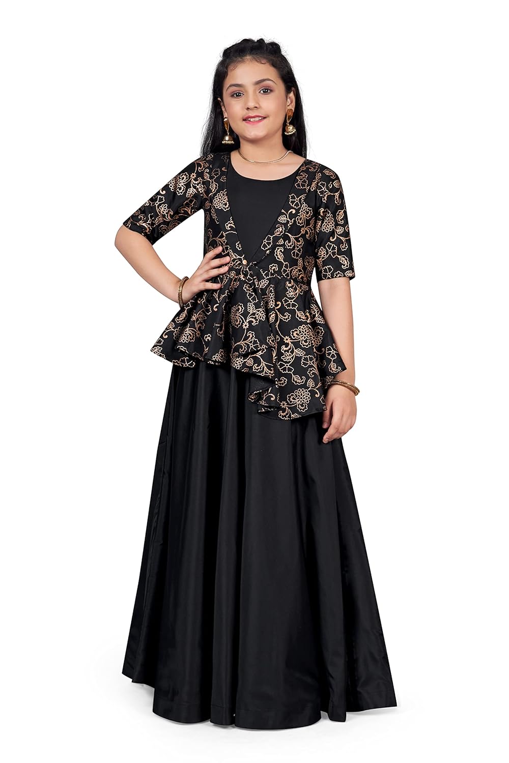 Fashion Dream Girls Taffeta Maxi Length Foil Printed Dresses Fashion Dream Girls Taffeta Maxi Length Foil Printed Dresses