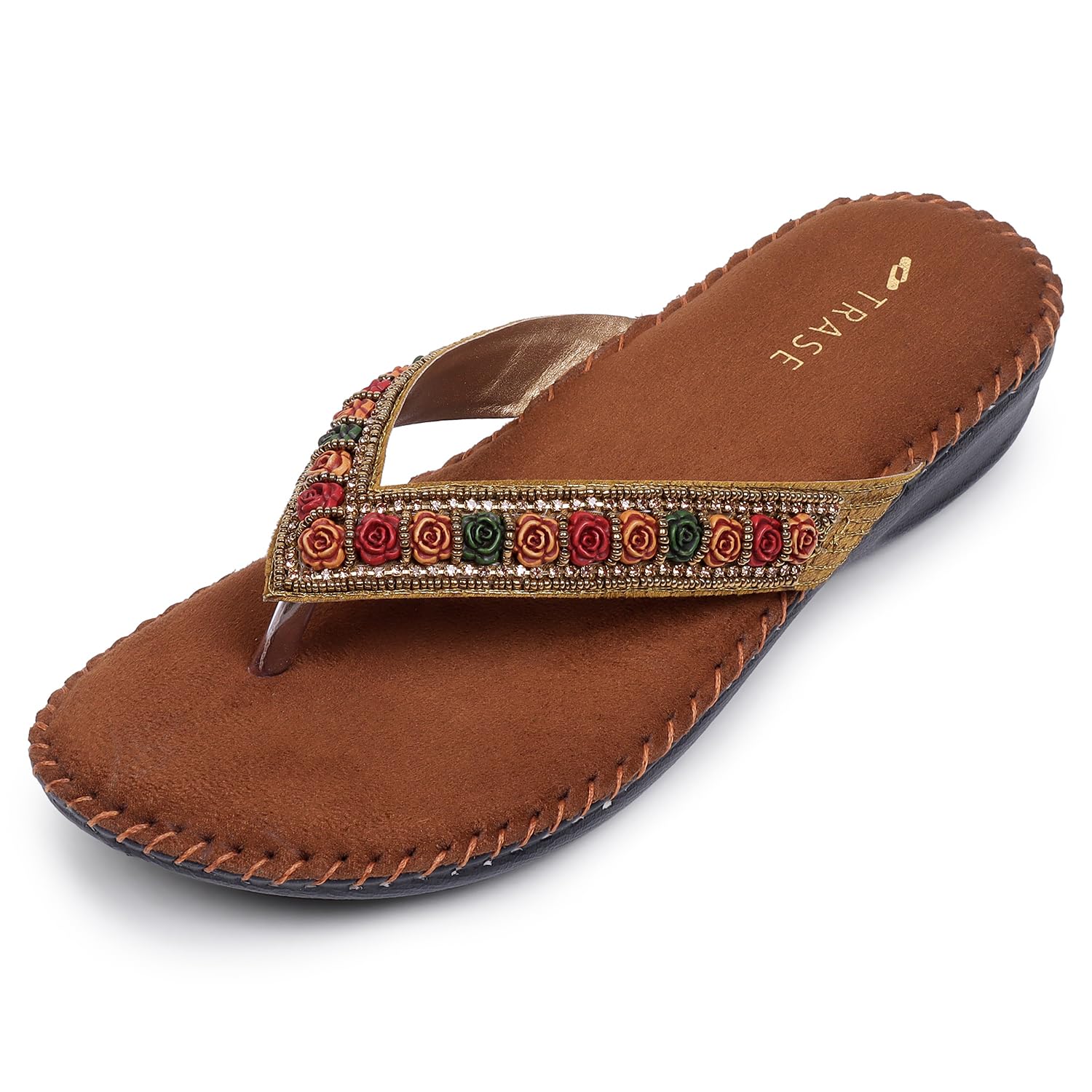 TRASE Women Soft Ortho Flats Sandal | Footwear For Woman Stylish Slippers, Orthopedic Slippers For Woman, Comfortable Women Slipper, Trendy V-strap Fancy Design Ladies Chappal For Daily Use