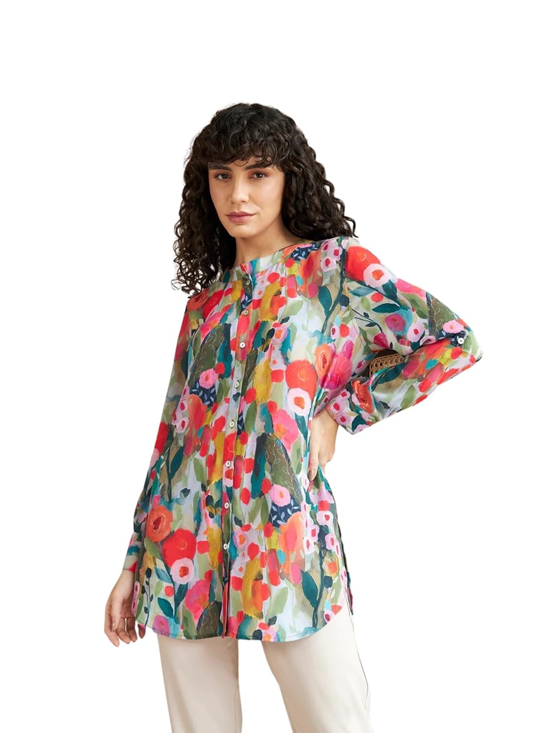 Leriya Fashion Women Rayon Shirts Korean Style Long Sleeve Oversized Button Down | Workwear Top for Office & Casual Wear Leriya Fashion Women Rayon Shirts Korean Style Long Sleeve Oversized Button Down | Workwear Top for Office & Casual Wear