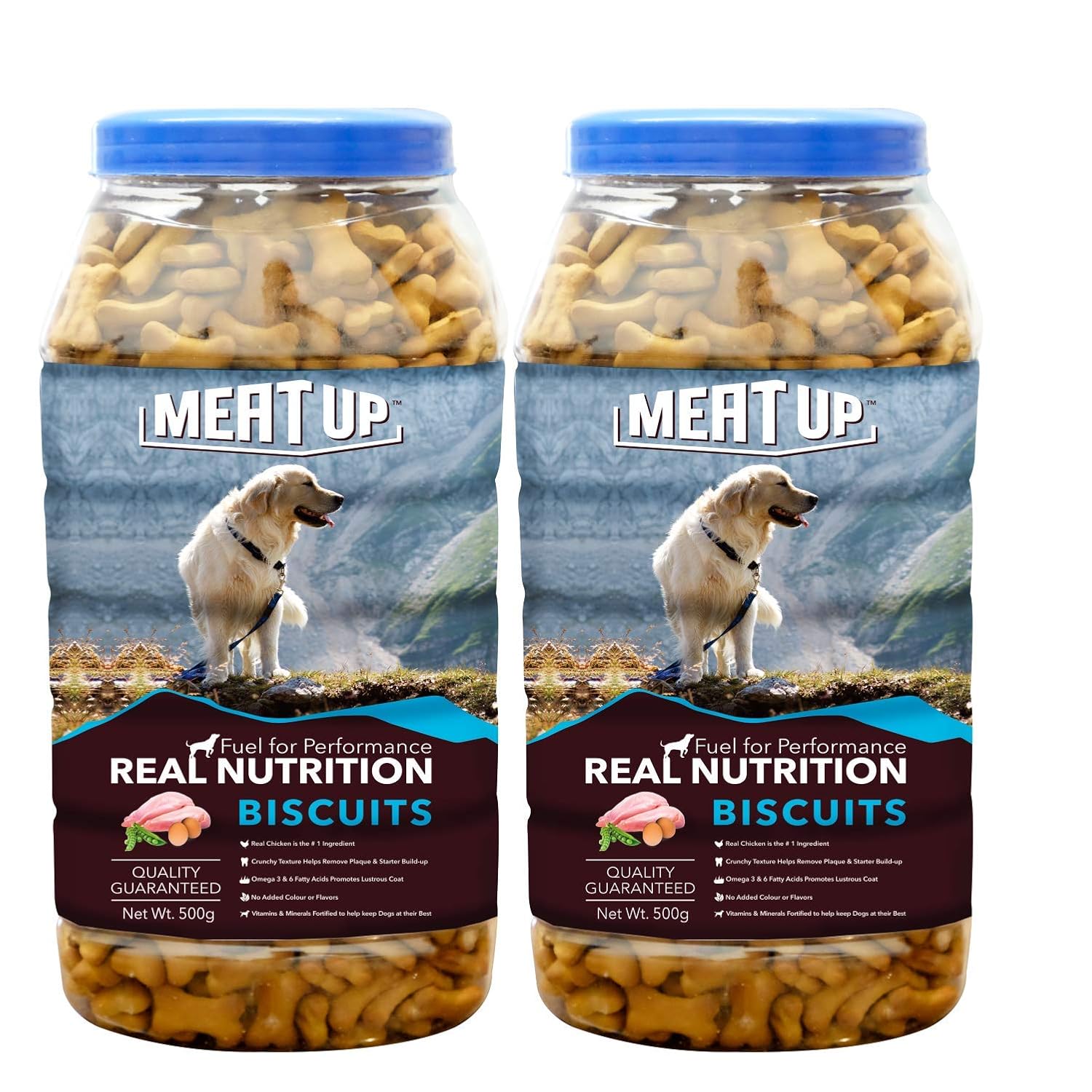 Meat Up Chicken Flavour Real Chicken Biscuit For All Life Stages Dog, 500g (Pack of 2)