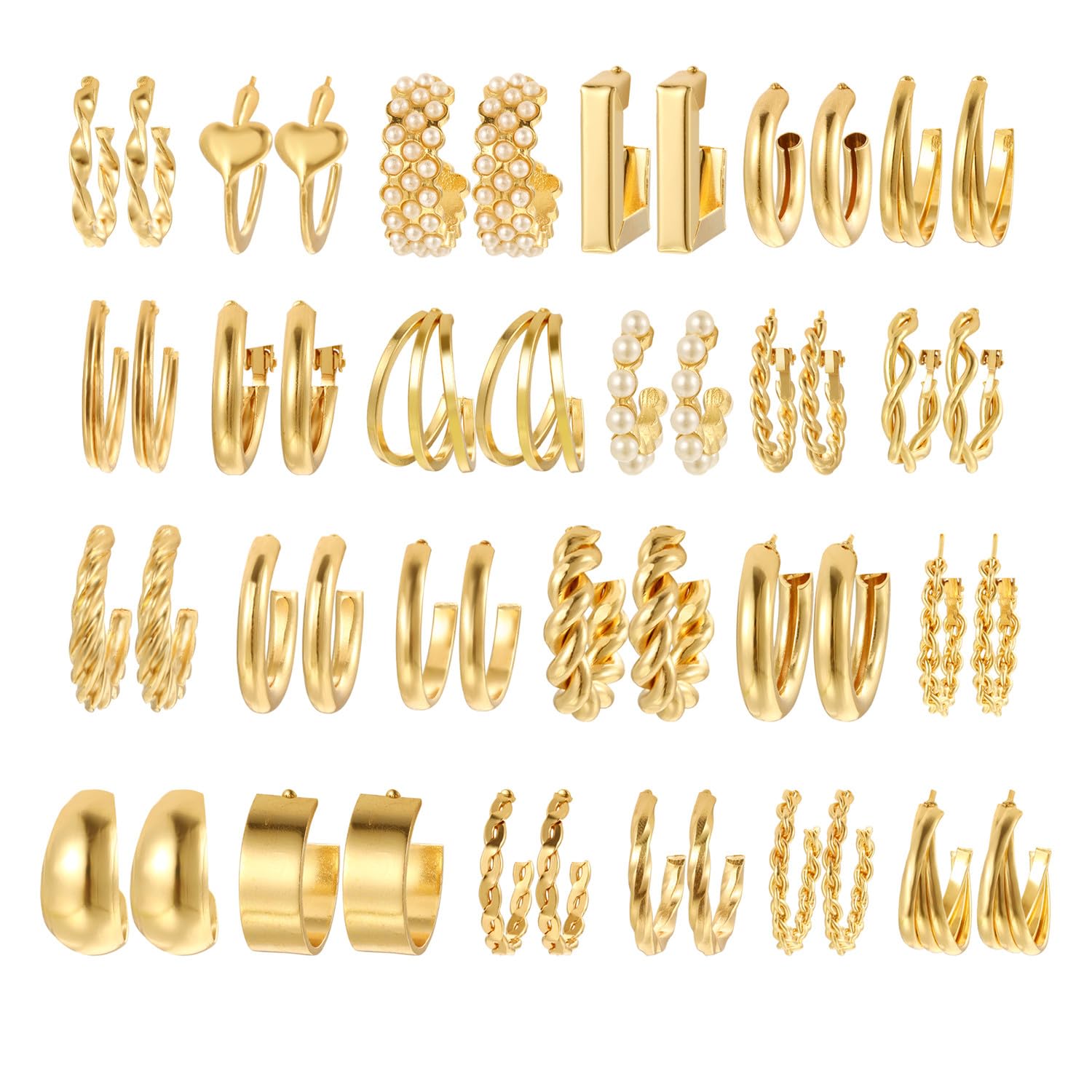 Shining Diva Fashion 24 pairs Combo Celebrity Inspired Trendy Latest Stylish Gold Plated Geometric Twist Pearl Hoop Dangle Earrings for Women and Girls Shining Diva Fashion 24 pairs Combo Celebrity Inspired Trendy Latest Stylish Gold Plated Geometric Twist Pearl Hoop Dangle Earrings for Women and Girls