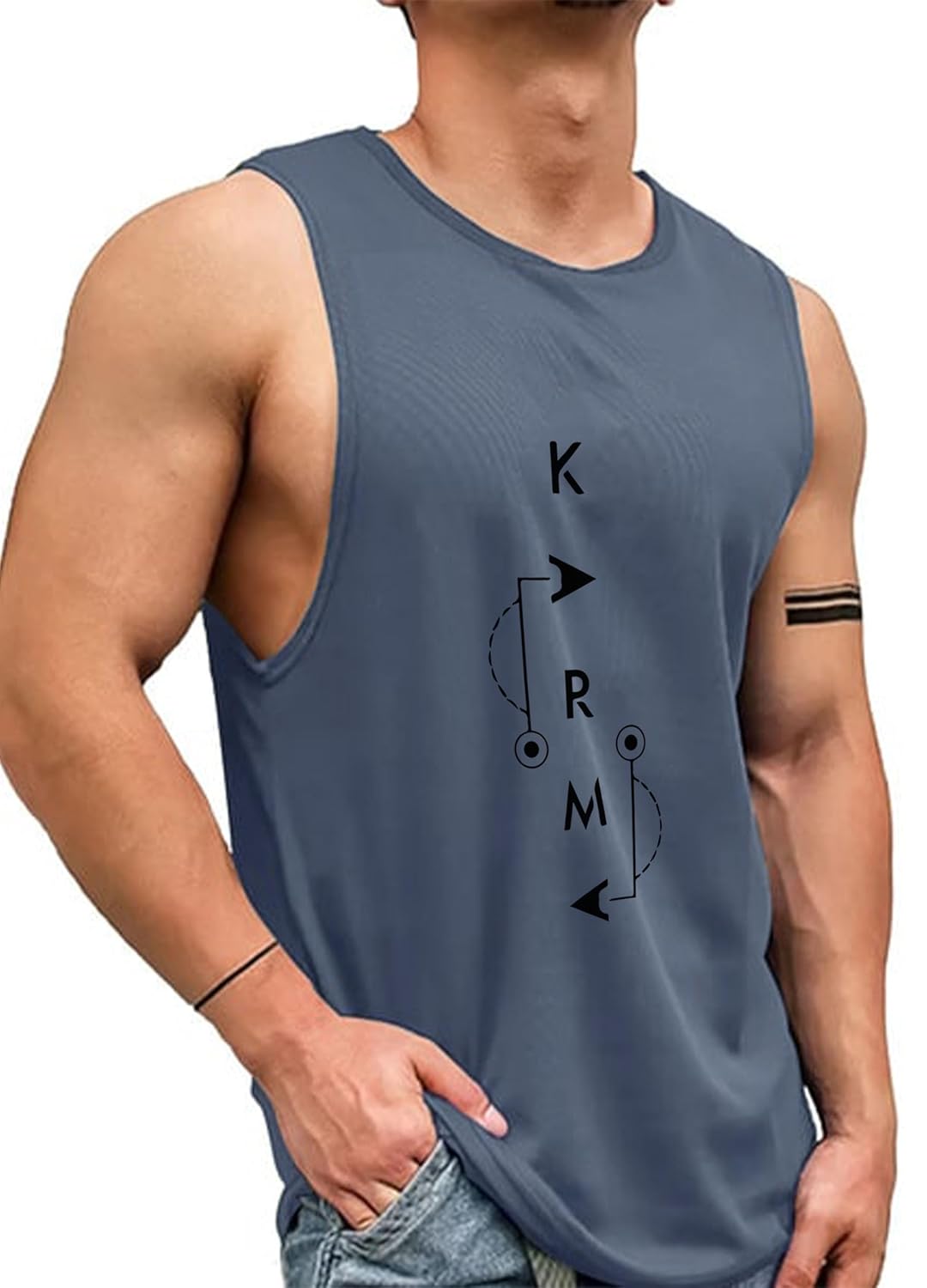 AUSK Men Vest || Gym Tshirt for Men || Karma Printed Sleeveless Regular Fit T Shirt for Mens AUSK Men Vest || Gym Tshirt for Men || Karma Printed Sleeveless Regular Fit T Shirt for Mens