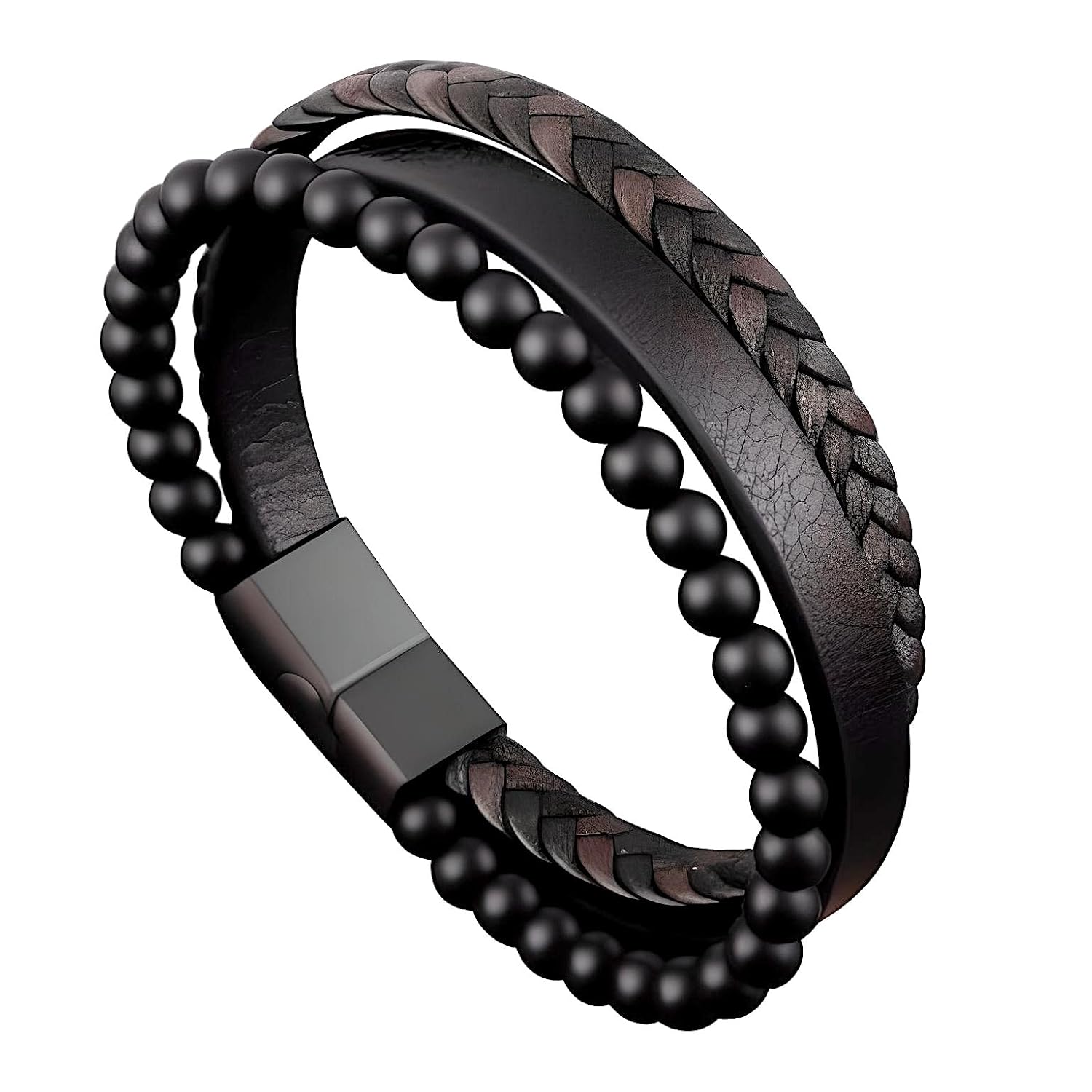 THE MEN THING HEALING HEART BLACK & BROWN – American Style Genuine Leather Bracelet with Healing Natural Stones and Stainless Steel Magnetic Buckle for Men & Boy (8 inch) THE MEN THING HEALING HEART BLACK & BROWN – American Style Genuine Leather Bracelet with Healing Natural Stones and Stainless Steel Magnetic Buckle for Men & Boy (8 inch)
