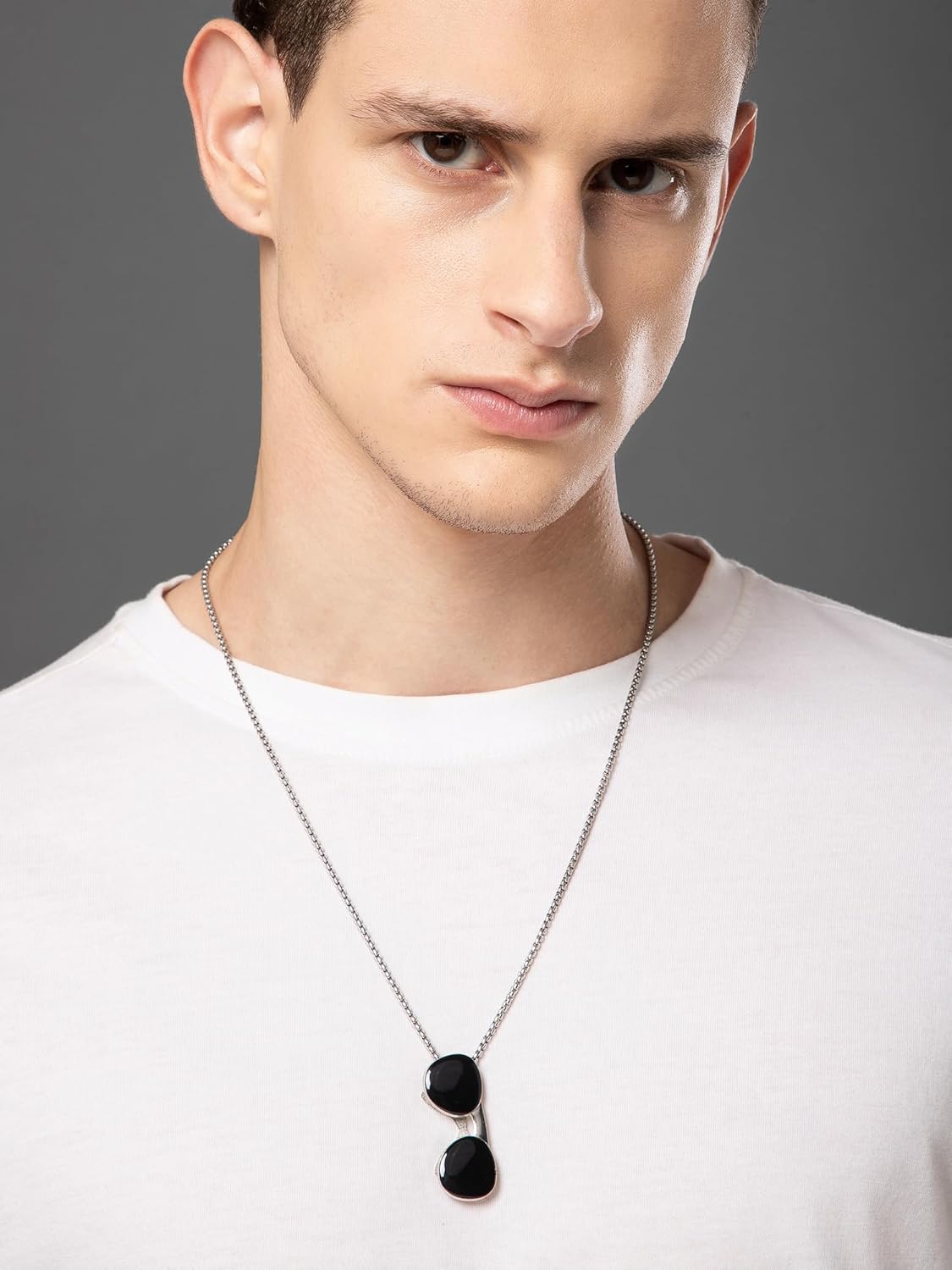 Salty Alpha Anti Tarnish Stainless Steel Sunglasses Locket Neck Chain for Men | Stylish Pendant Necklace | Jewellery Accessories for Boys | Minimal Jewelry | Gifts for Boyfriend & Husband