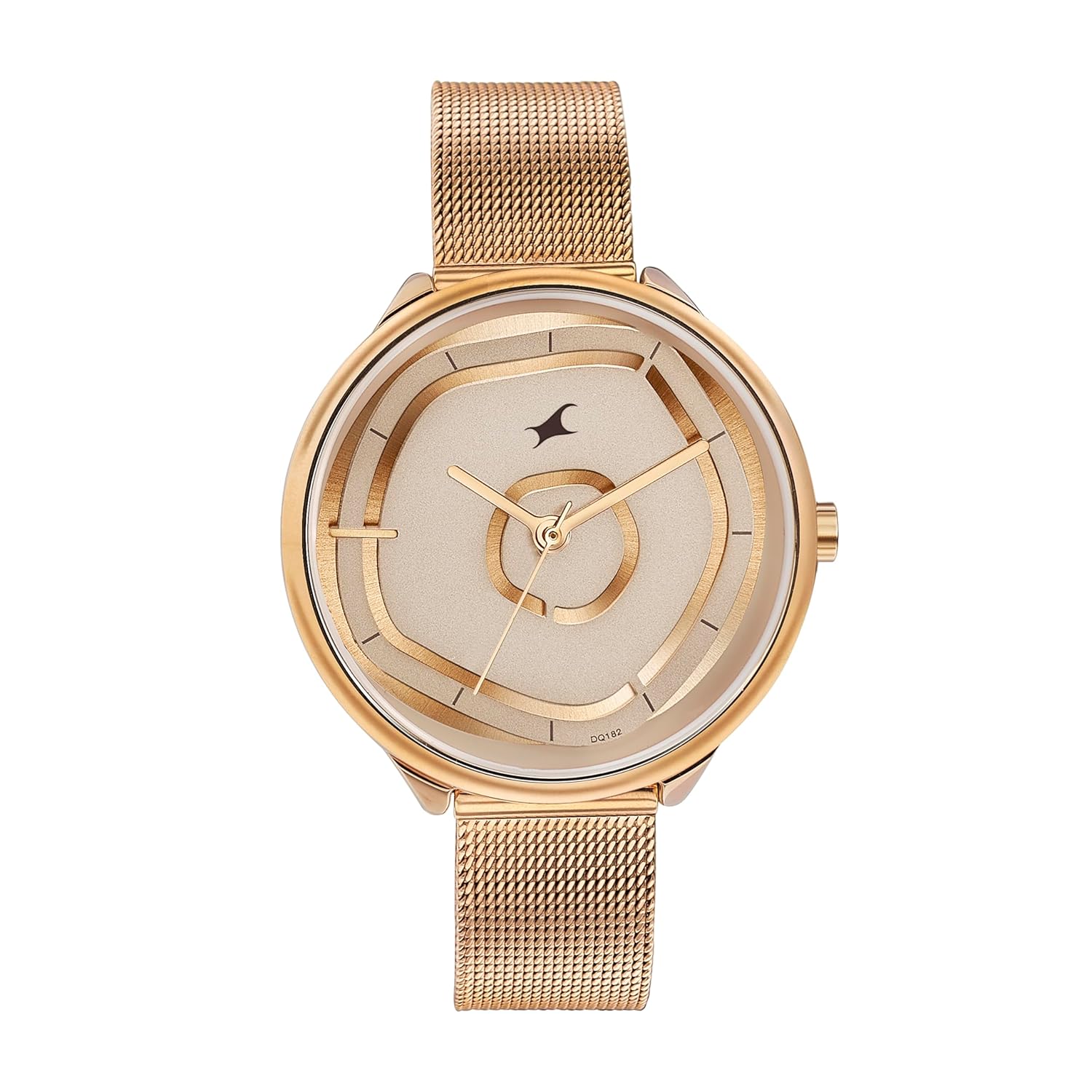 Fastrack Stunners Quartz Analog Beige Dial Rose Gold Stainless Steel Strap Watch for Girls – NT6303WM01