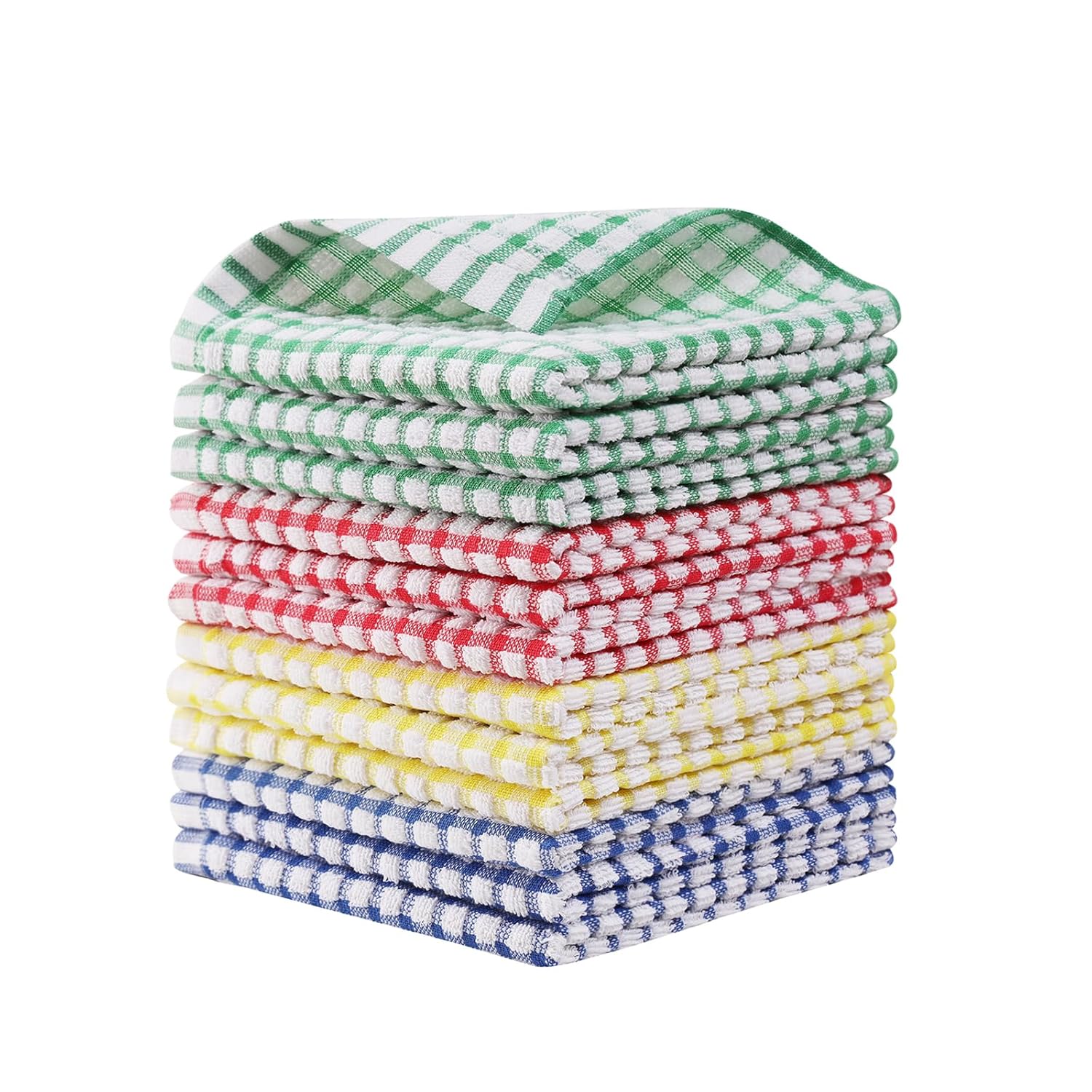 Egles Kitchen Dishcloths 12pcs 11×12 Inches Bulk Cotton Kitchen Dish Cloths Scrubbing Wash Cloths Sets (Mix Color)