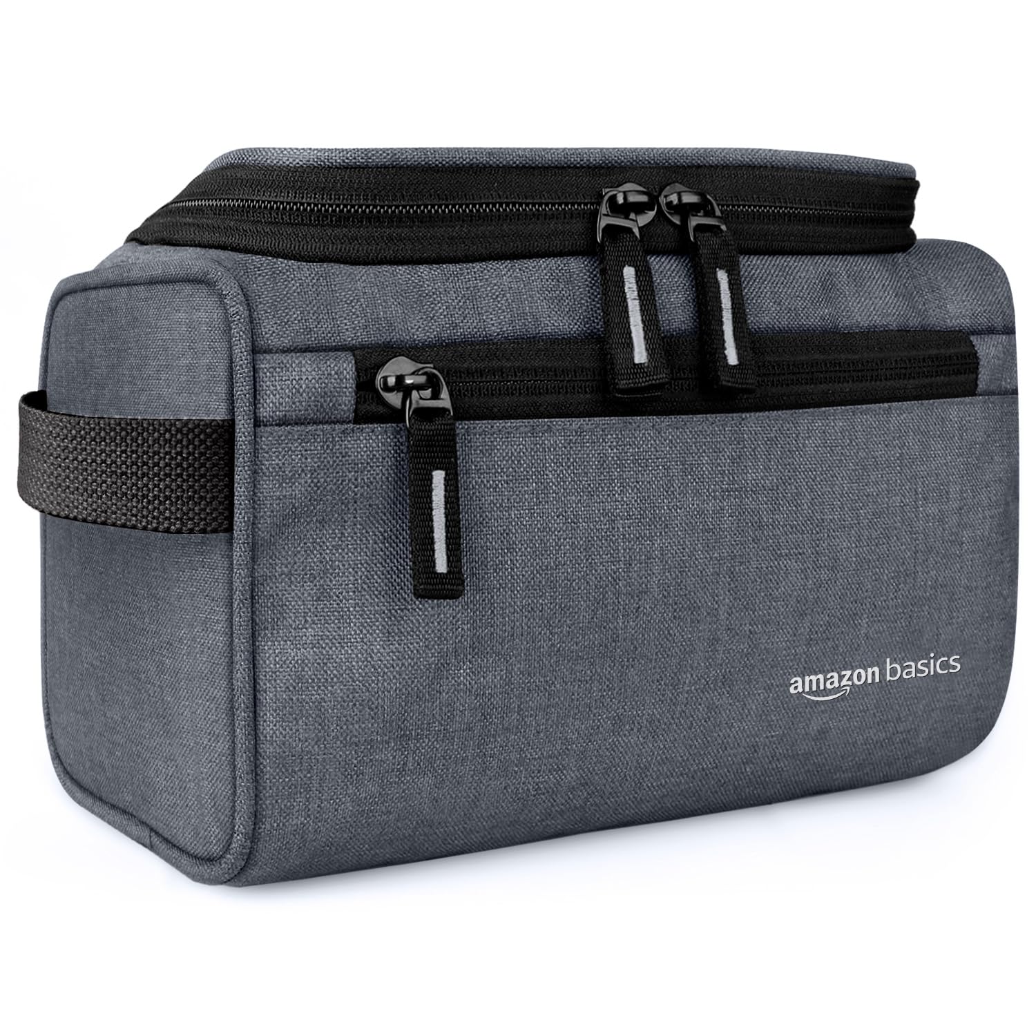 amazon basics Polyester Travel Bag | 6L Toiletry Organizer Hanging Dopp Kit | Cosmetics Pouch | for Unisex | Multiple Compartments | Durable | Water-Resistant | (Dark Grey)