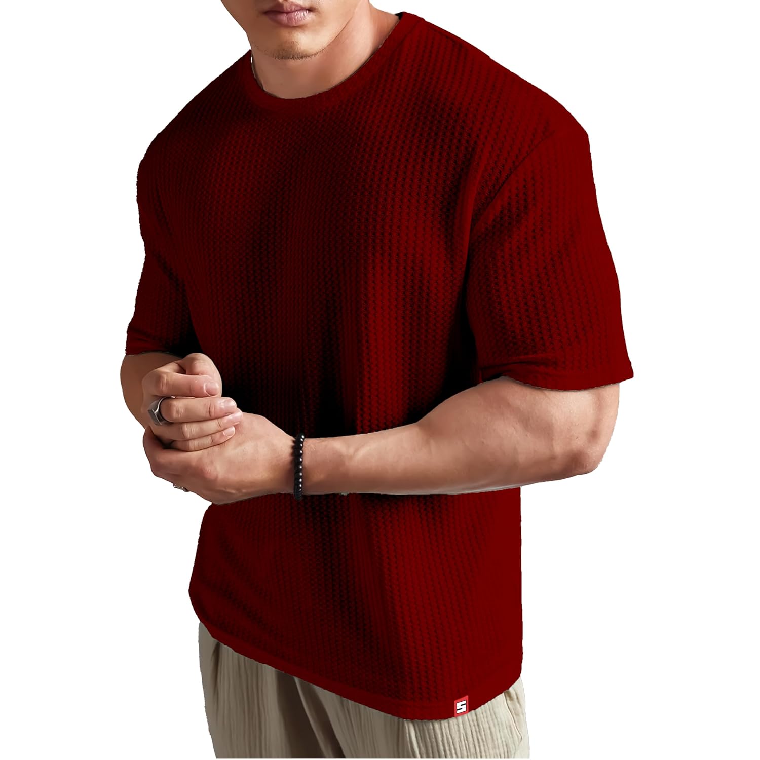 SHODOX® Mens Solid Dotted Unique Design Oversized Tshirt for Men – Round Neck Loose Fit Drop Shoulder Mens T-Shirt