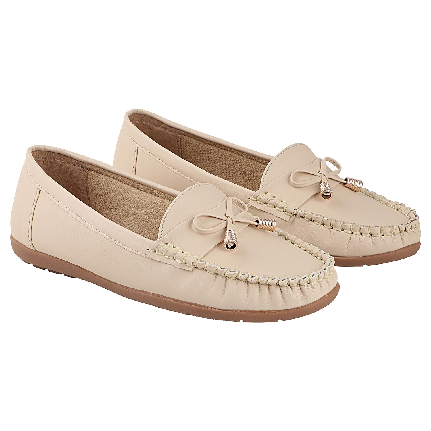 Shoetopia Women’s Stylish Casual Loafers | Comfortable Slip-On Flat Shoes with Bow Design & Soft Sole for Daily Footwear