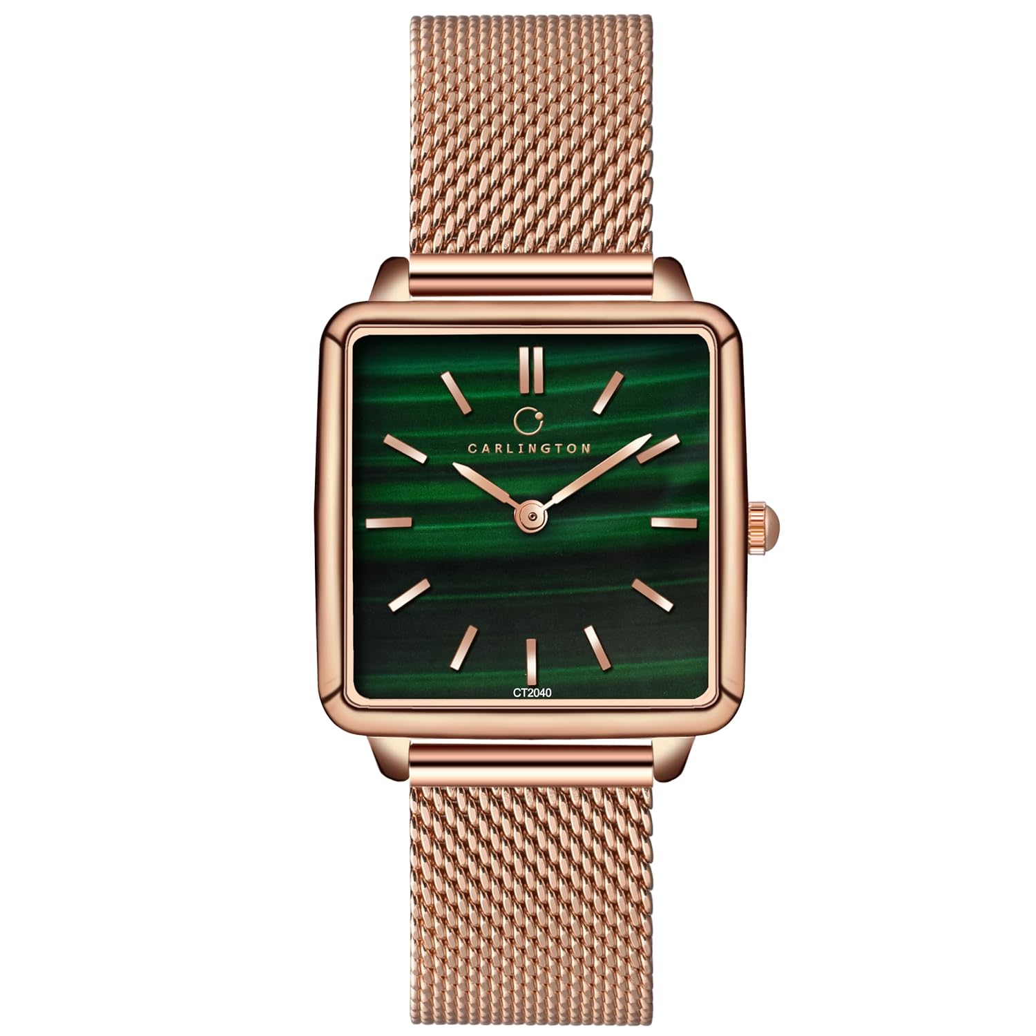Carlington Iconic 2040 Analog Ladies Watch with Premium Mesh Chain, Scratch-Resistant Dial, and Water-Resistant Body – Square Dial Watches for Women and Girls