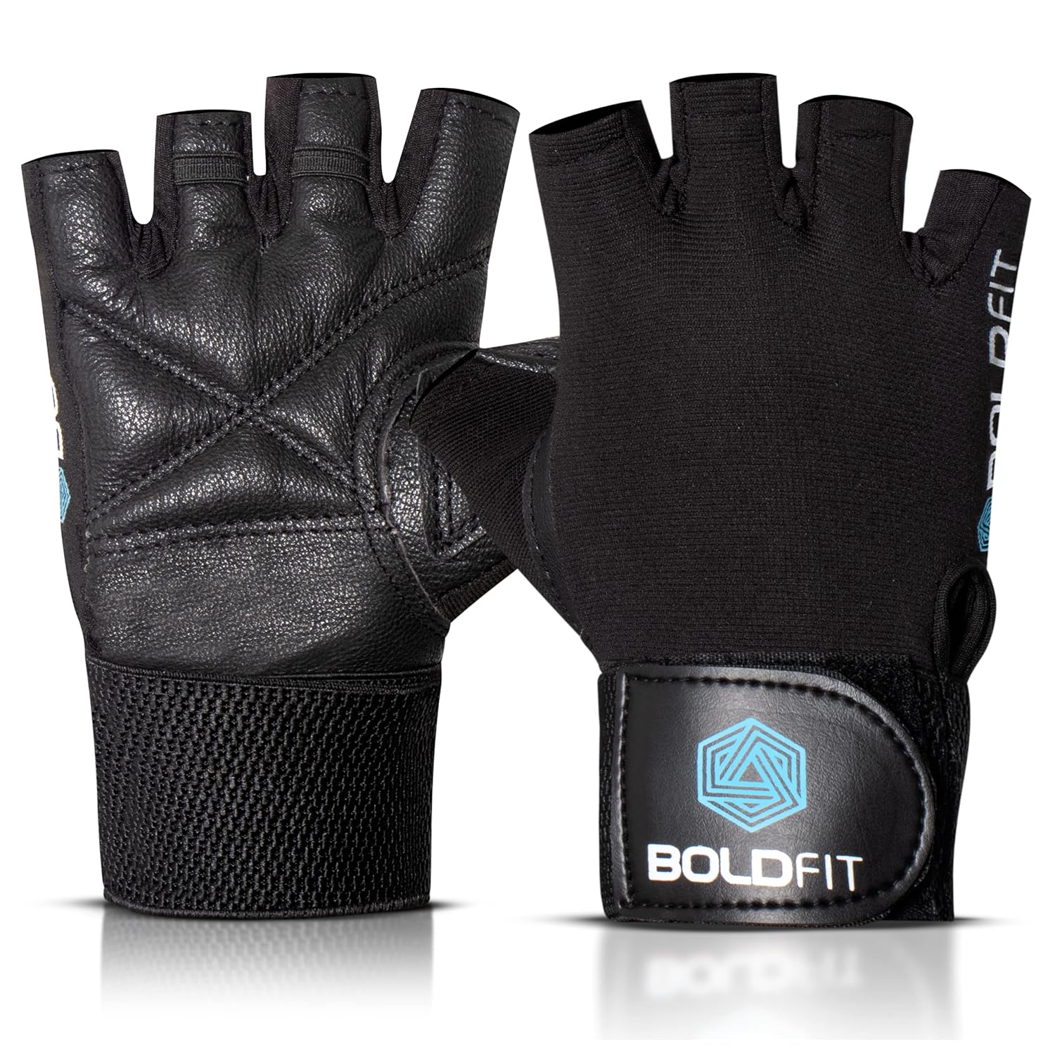 Boldfit Gym Gloves for Men & Women with Wrist Support Accessories for Weightlifting, Training, Exercise, Cycling Gloves, Bike Riding Gloves- Warrior -L, Polycotton Blend, Black, Large (8″ – 8.5″)