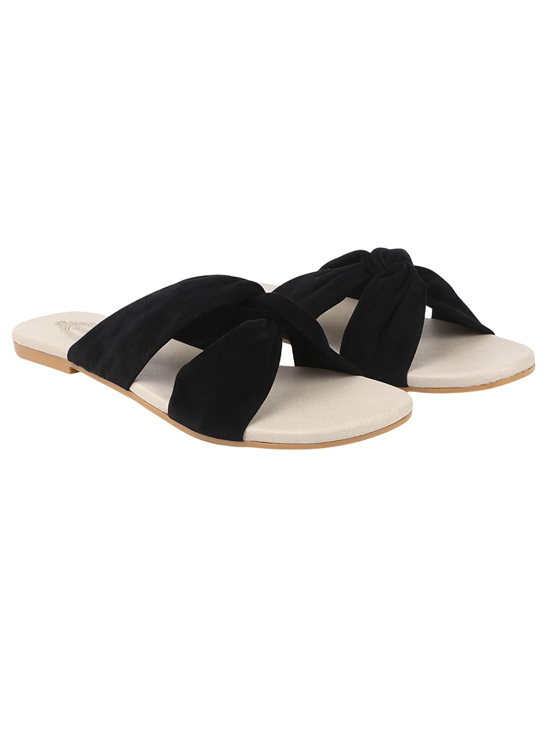 Shoetopia Girls Flat Slide Sandals – Soft Suede Knot Strap Casual Summer Slip-Ons for Everyday Comfort Stylish, |Footwear Lightweight| Durable Design Perfect for Casual Outings Women