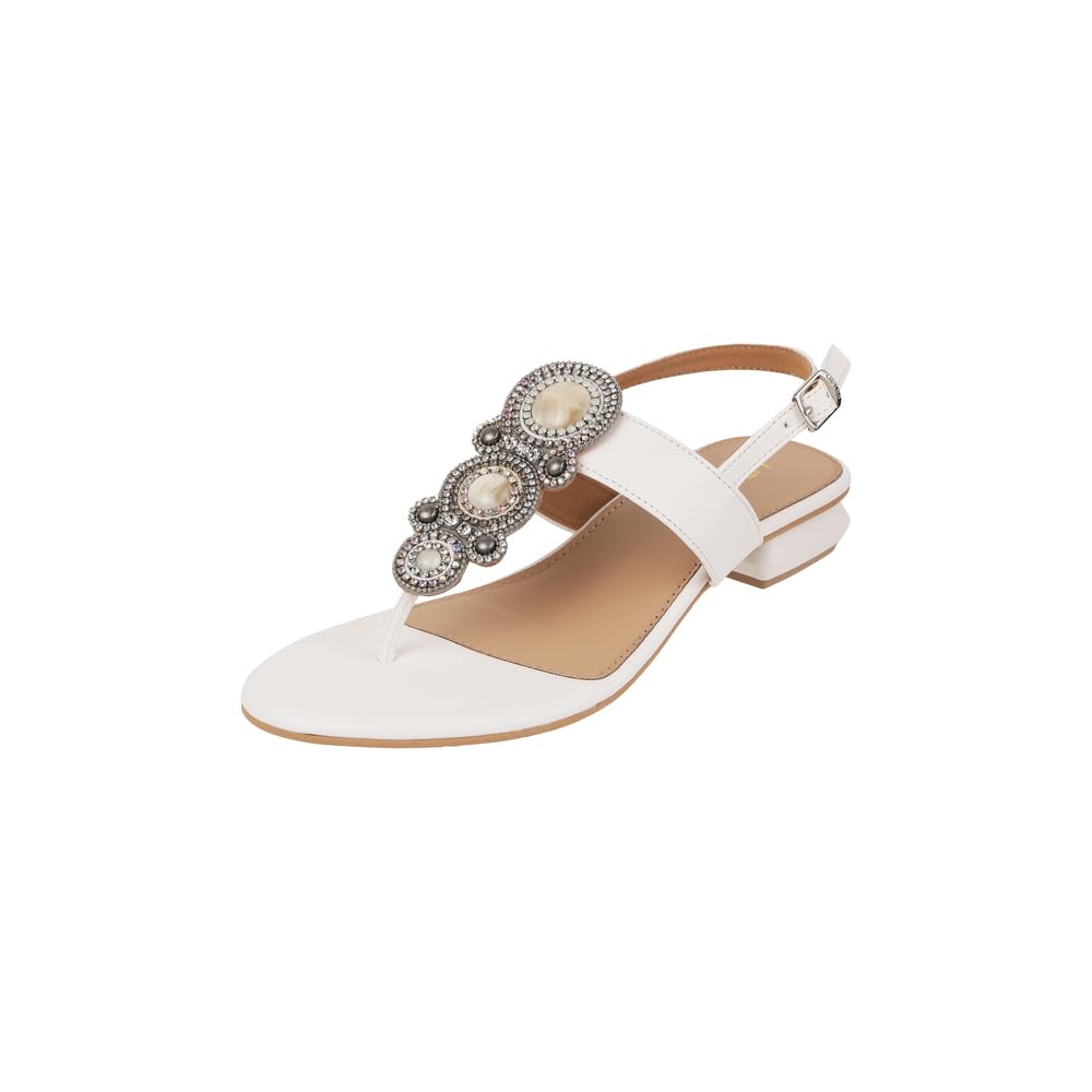 Metro Women’s Elegant Ethnic Sandals with Zari Embellishment