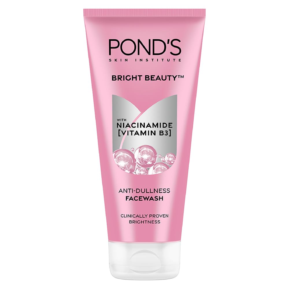 POND’S Bright Beauty Anti-Dullness & Brightening Facewash with Niacinamide | For Glass-Skin Like Shine and with 4X Visibly Brighter Skin, 200gm