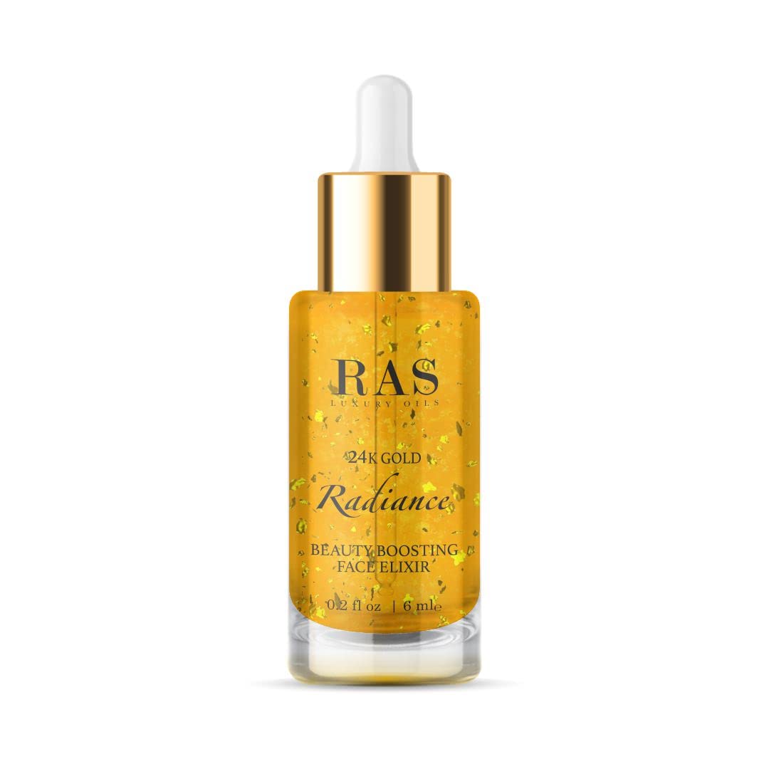 RAS Luxury Oils 24K Gold Radiance Elixir Face Serum for Glowing Skin, Skin Brightening, Reduce Wrinkles, Acne, Dark Spots, Natural & Organic RAS Luxury Oils 24K Gold Radiance Elixir Face Serum for Glowing Skin, Skin Brightening, Reduce Wrinkles, Acne, Dark Spots, Natural & Organic