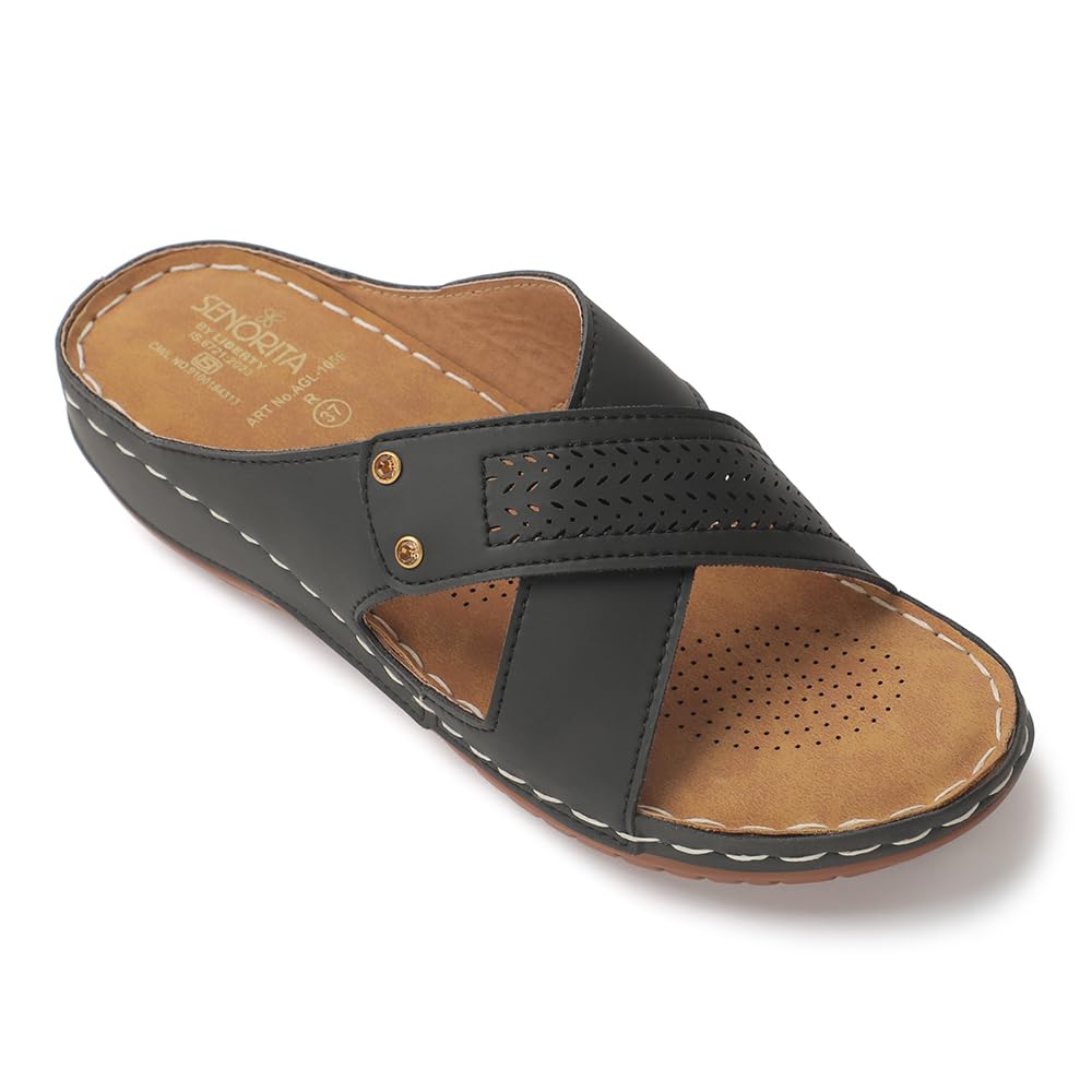 Liberty Senorita AGL-105E Casual Slippers for Women With PVC Sole | PU Upper – Comfortable & Lightweight | Latest & Trendy Design | Synthetic Insole | Stylish Footwear, Cushioned Footbed