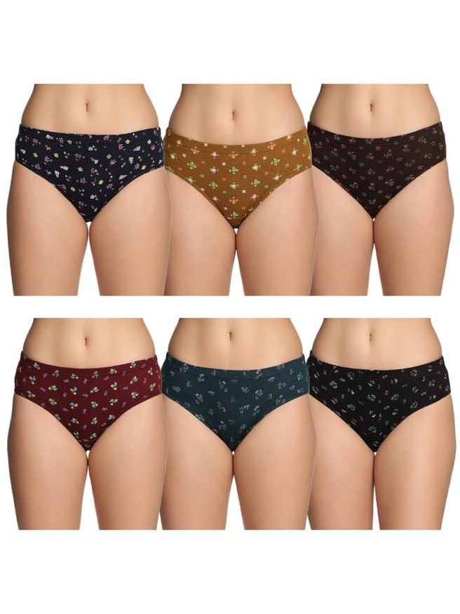 Lux Karishma Women’s 100% Pure Cotton Panty – Soft, Comfortable, and Skin-Friendly(Pack of 6)(Color&Print May Vary)