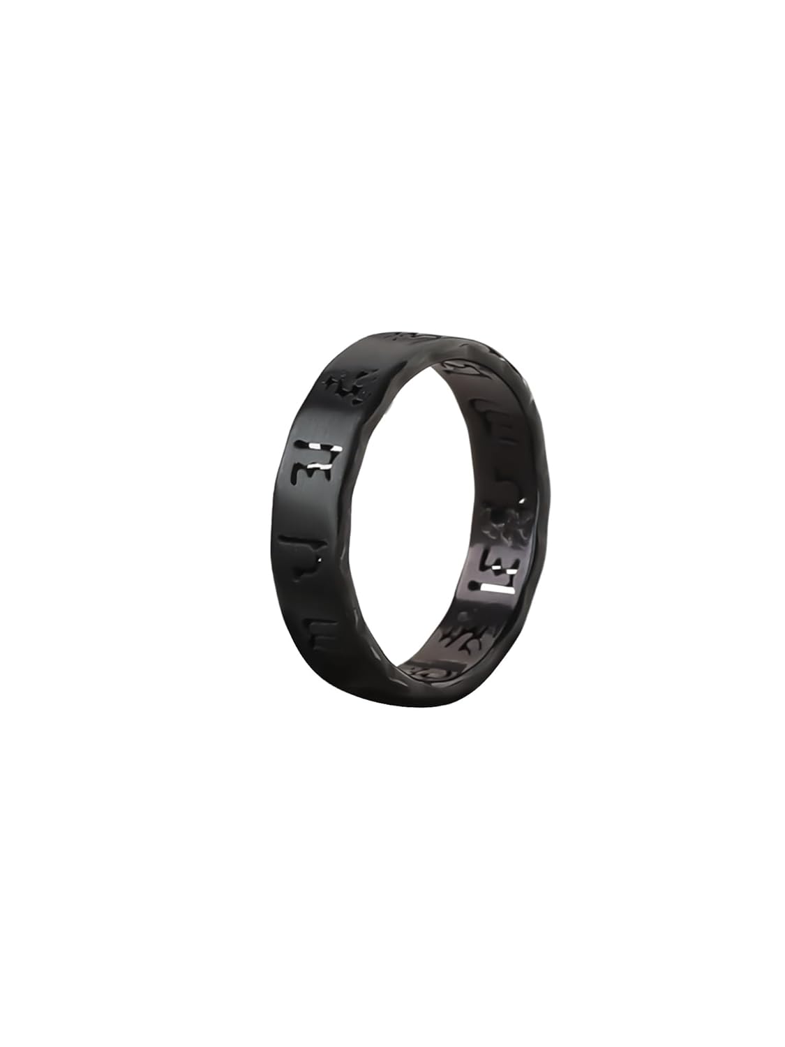 Yellow Chimes Rings For Men and Boys | Fashion Stainless Steel Band Ring | Men’s Black Ring Buddism Prayer Band Style Finger Ring for Boys | Urban Charm | Ideal Gift For Men and Boys