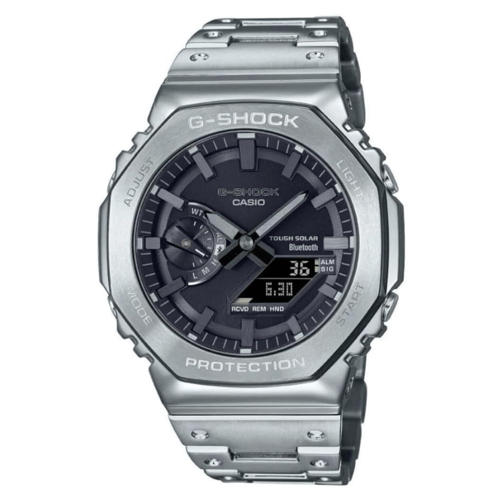 Casio G-Shock GM-B2100D-1ADR Stainless Steel Bezel Black Analog-Digital Dial Stainless Steel Solid Band Men’s Watch Tough Solar Bluetooth G1270