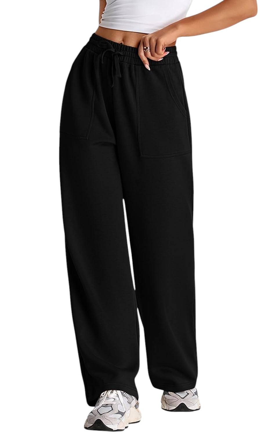 Q – RIOUS Women’s Wide Leg High Waisted Baggy Lounge Sweat Pants Drawstring Athletic Flared Joggers with Pockets