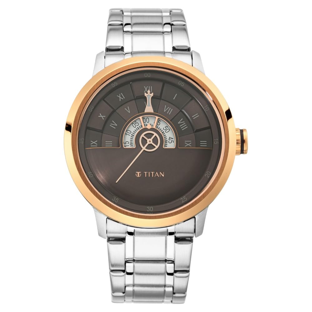 Titan Grandmaster Quartz Analog Anthracite Dial Silver Stainless Steel Strap Watch for Men – NT1828KM02