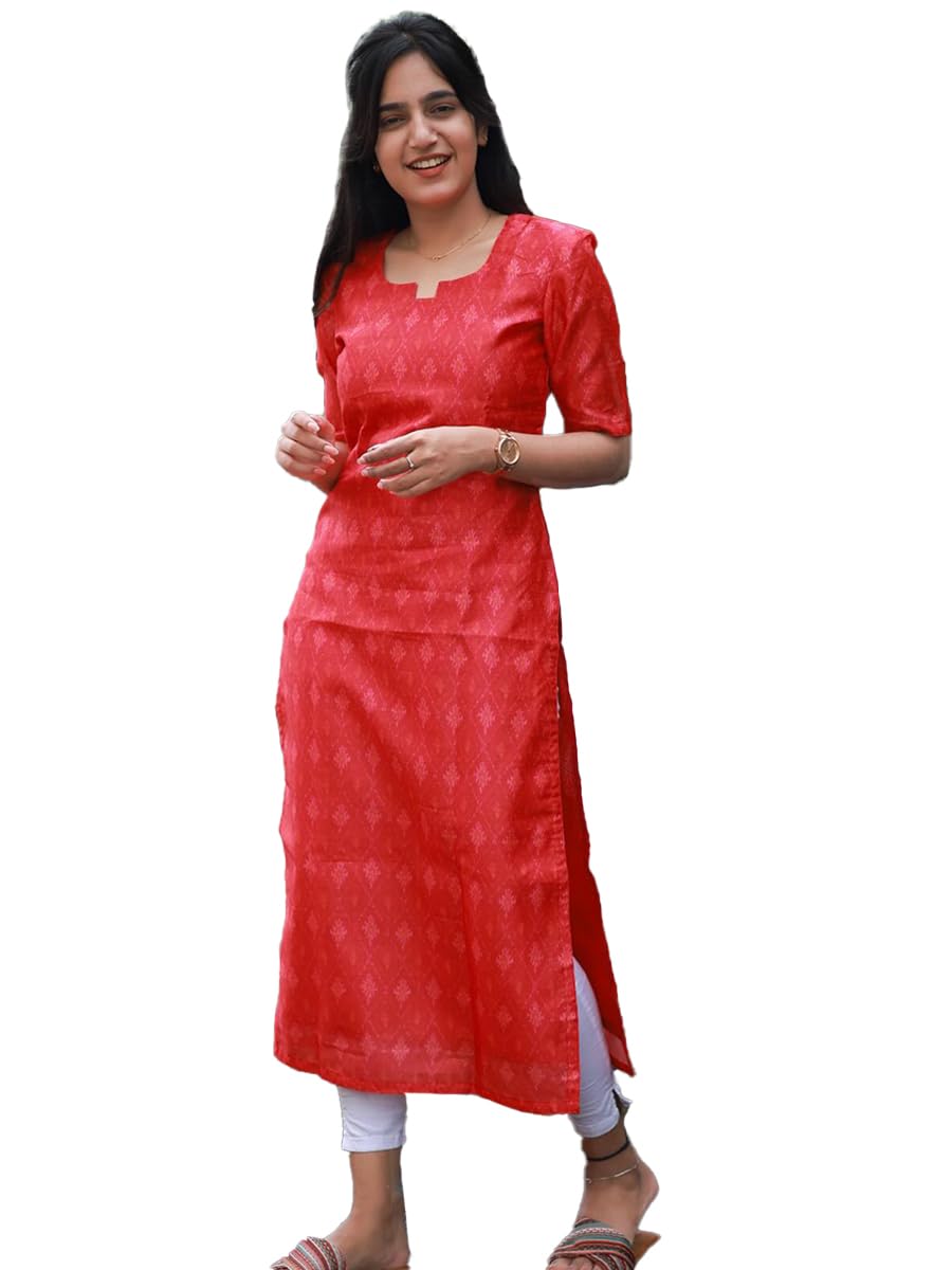 Sun Fashion And Lifestyle Women’s Red Chanderi Stitched Printed Kurti for Women Sun Fashion And Lifestyle Women’s Red Chanderi Stitched Printed Kurti for Women