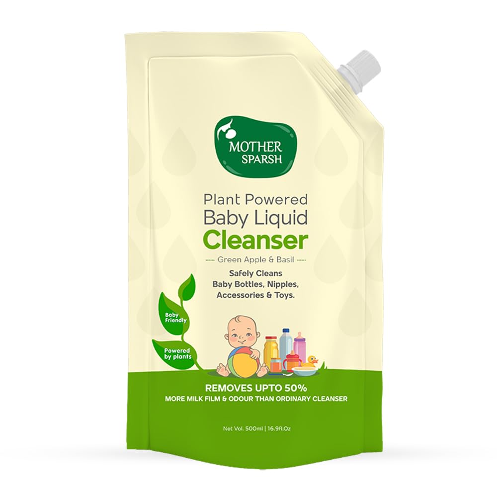 Mother Sparsh Natural Baby Liquid Cleanser (Powered by Plants) Cleanser for Baby Bottles, Nipples, Accessories and Toys, Refill Pack (500ml) Mother Sparsh Natural Baby Liquid Cleanser (Powered by Plants) Cleanser for Baby Bottles, Nipples, Accessories and Toys, Refill Pack (500ml)