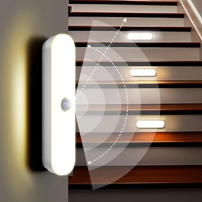 Niwlix Motion Sensor LED Night Light Home (Pack of 2) Indoor Auto On/Off Rechargeable Wireless Magnetic LED Cabinet Lamp for Closet, Bedroom, Home, Stairs, Kitchen, Bathroom, Wardrobe Lighting