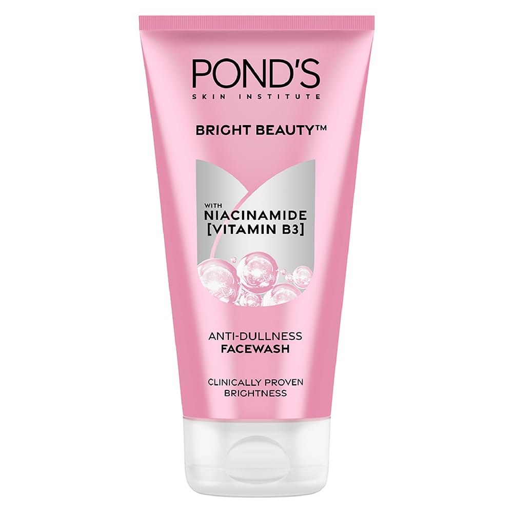 Ponds Bright Beauty Anti-Dullness & Brightening Facewash with Niacinamide | For Glass-Skin Like Shine and with 4X Visibly Brighter Skin, 150gm Ponds Bright Beauty Anti-Dullness & Brightening Facewash with Niacinamide | For Glass-Skin Like Shine and with 4X Visibly Brighter Skin, 150gm