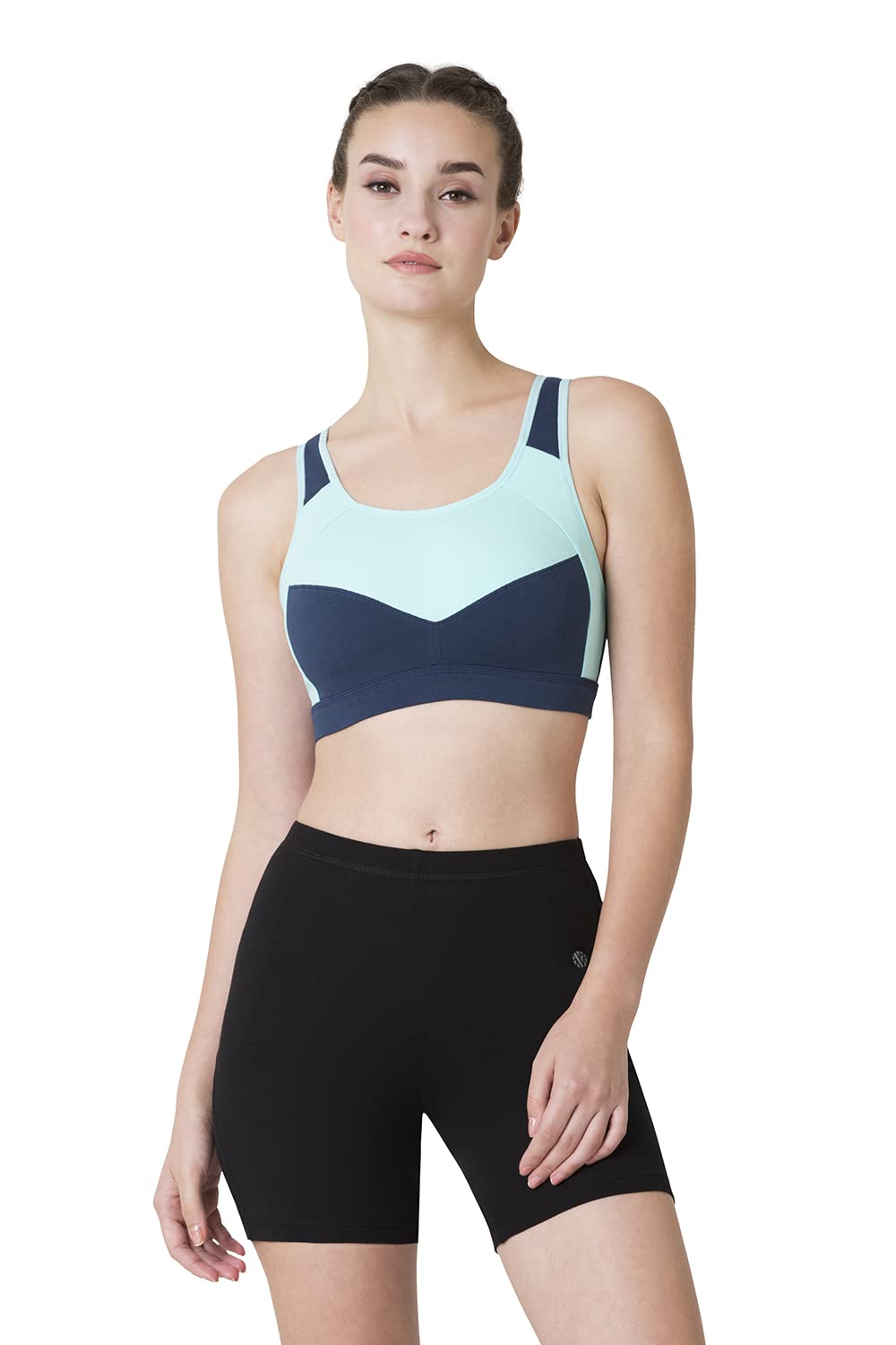 Van Heusen Women’s Cotton Padded Wireless Racerback Medium Impact Sports Bra – Anti Bacterial, Full Coverage