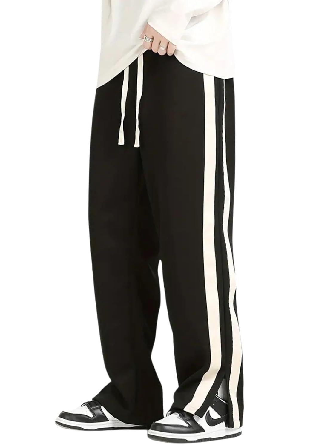 GRECIILOOKS Korean Style Track Pants for Men – Loose Fit Lycra Cargo Joggers | Trendy Gym & Streetwear Bottoms with Utility Pockets