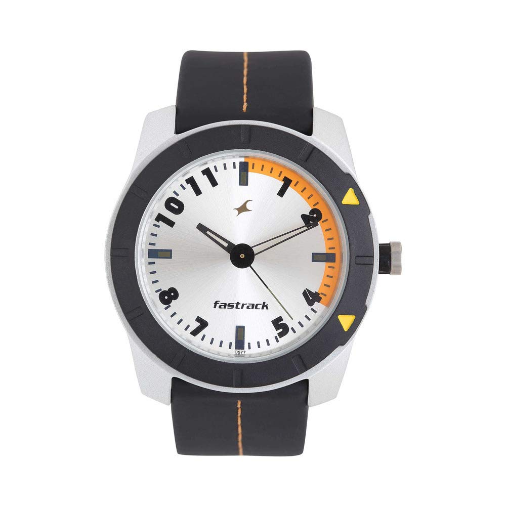 Fastrack Men Quartz Analog Silver Dial Black Leather Strap Watch for Guys – NS3015AL01