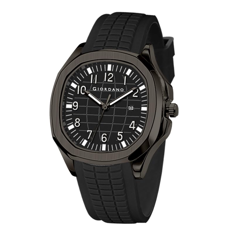 Giordano Precision and Comfort Analog Watch for Men with Textured Dial & Trendy Silicone Band