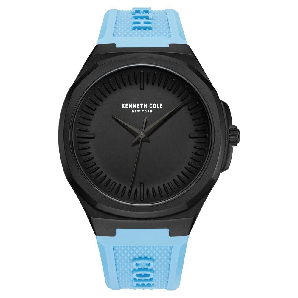 Kenneth Cole Quartz Analog Black dial Silicone Strap Watch for Men-KCWGM0020801MN