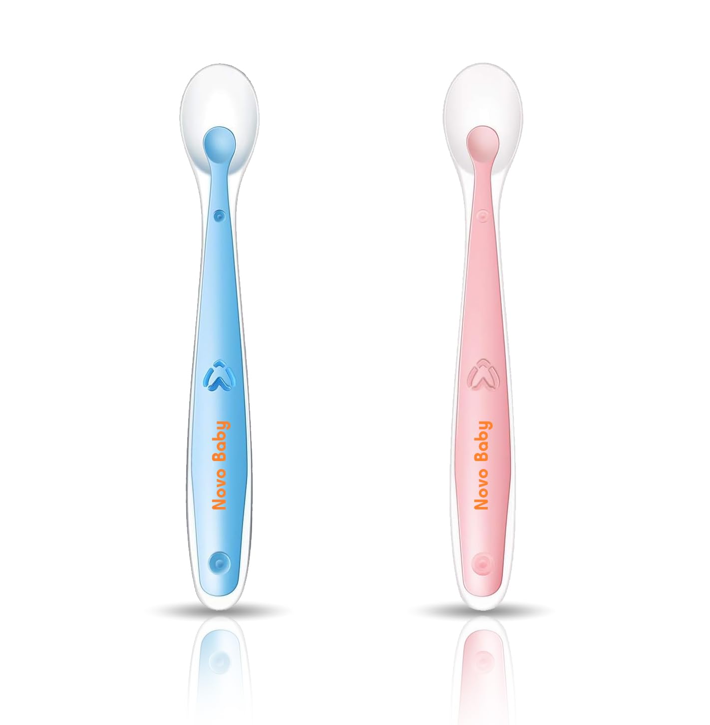 Novo Baby Silicone Spoon for Baby | Set of 2 Feeding Spoons with Ultra-Soft 100% Food-Grade Silicone Tips, BPA-Free Utensils for Baby Weaning, Ideal for Infants 4M+ (Pink & Blue) Novo Baby Silicone Spoon for Baby | Set of 2 Feeding Spoons with Ultra-Soft 100% Food-Grade Silicone Tips, BPA-Free Utensils for Baby Weaning, Ideal for Infants 4M+ (Pink & Blue)