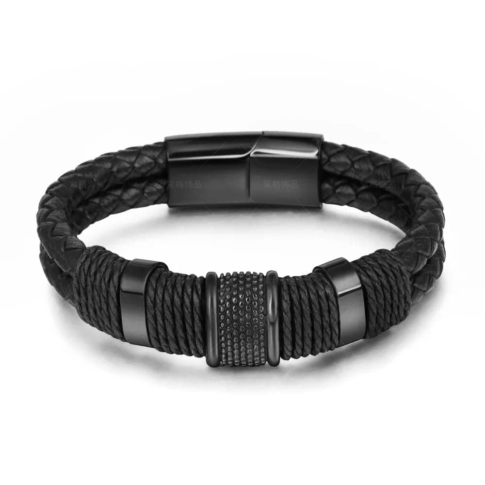 Brizberry® Titanium Steel Vegan Leather Micro Insert Bracelet for Men & Boys Brizberry® Titanium Steel Vegan Leather Micro Insert Bracelet for Men & Boys