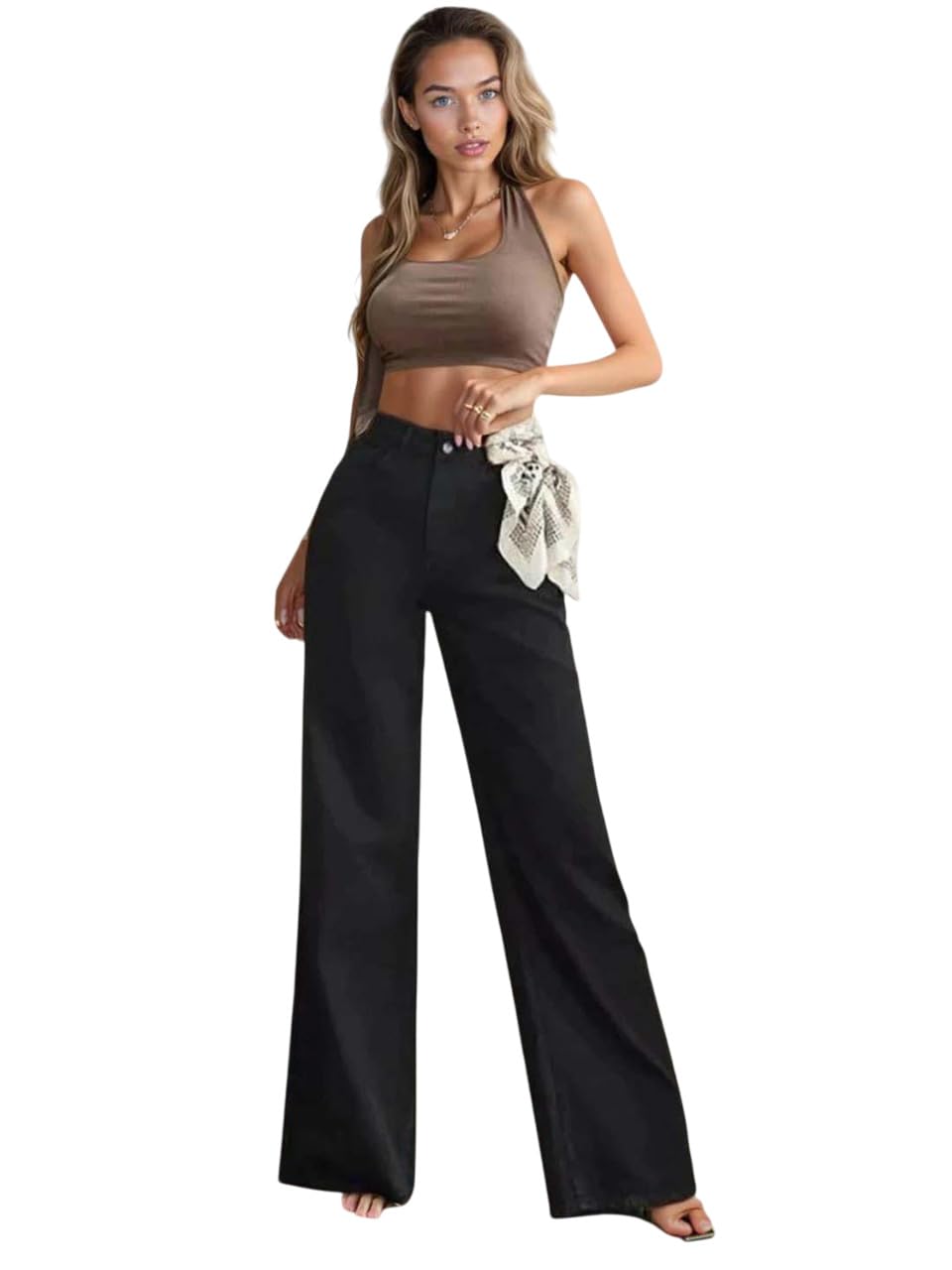 KOTTY Women’s High-Waist Button StraightFit strachable & Fashionable Denim Jeans