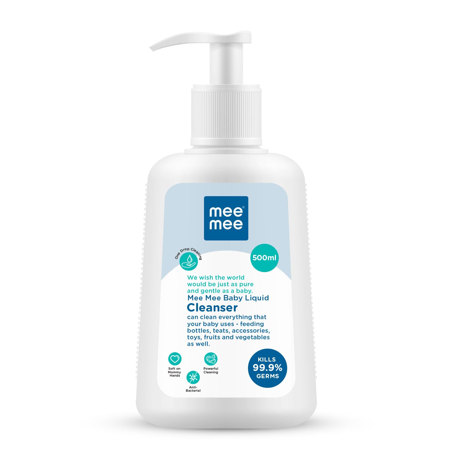 Mee Mee Baby Liquid Cleanser 500ml, Anti-Bacterial Kills 99.9% Germs | Cleanser for Bottles, Nipples, Accessories, Toys, Fruits & Vegetables | No Alcohol, One Drop Cleaning, Dermatologically Tested Mee Mee Baby Liquid Cleanser 500ml, Anti-Bacterial Kills 99.9% Germs | Cleanser for Bottles, Nipples, Accessories, Toys, Fruits & Vegetables | No Alcohol, One Drop Cleaning, Dermatologically Tested
