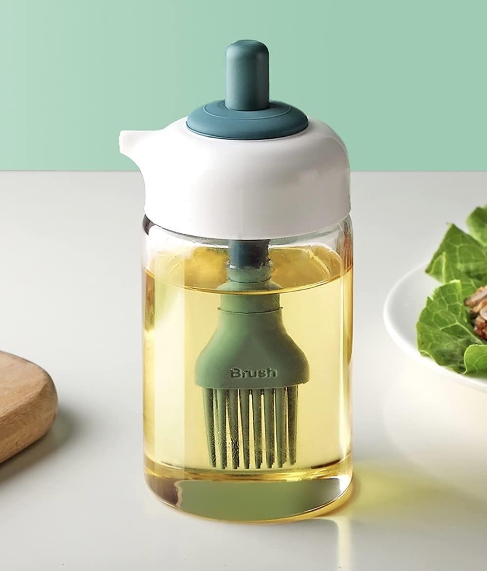 230 Ml Oil Dispenser With Brush, Multi-Use For Cooking, Baking, Bbq, Marinating (Pack Of 1 Multi Colour) – Glass