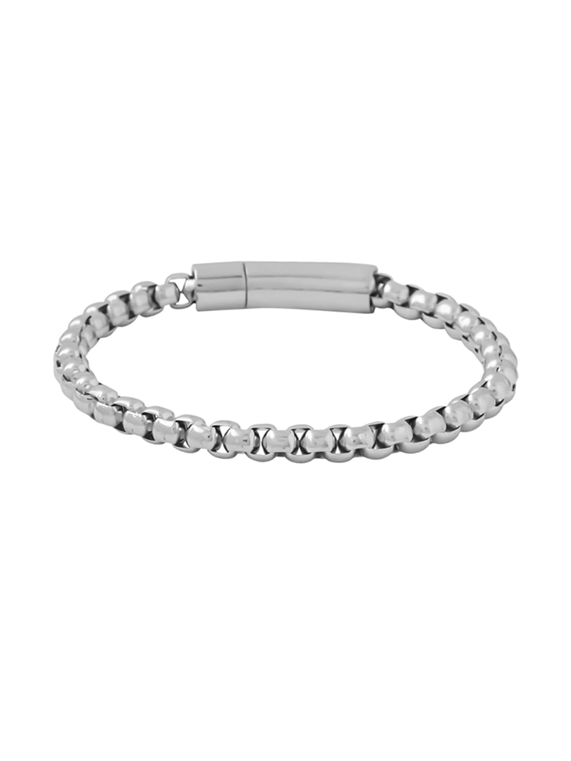 Yellow Chimes Bracelets for Men and Boys Fashion Bracelet for Men |Silver Toned Durable Stainless Steel Chain Bracelet for Men | Birthday Gift for Men and Boys Anniversary Gift for Husband